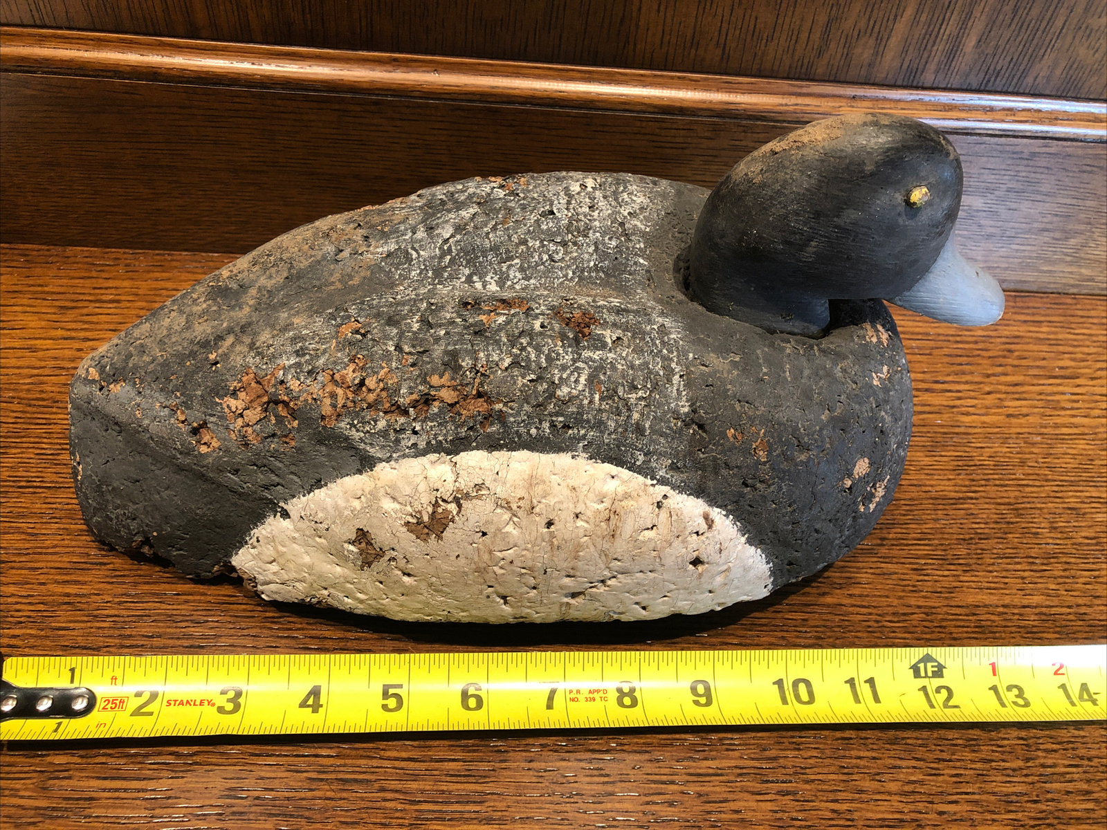 Antique Hand Carved Cork Wood Mallard Duck Decoy Primitive Cabin Art Decor (E)