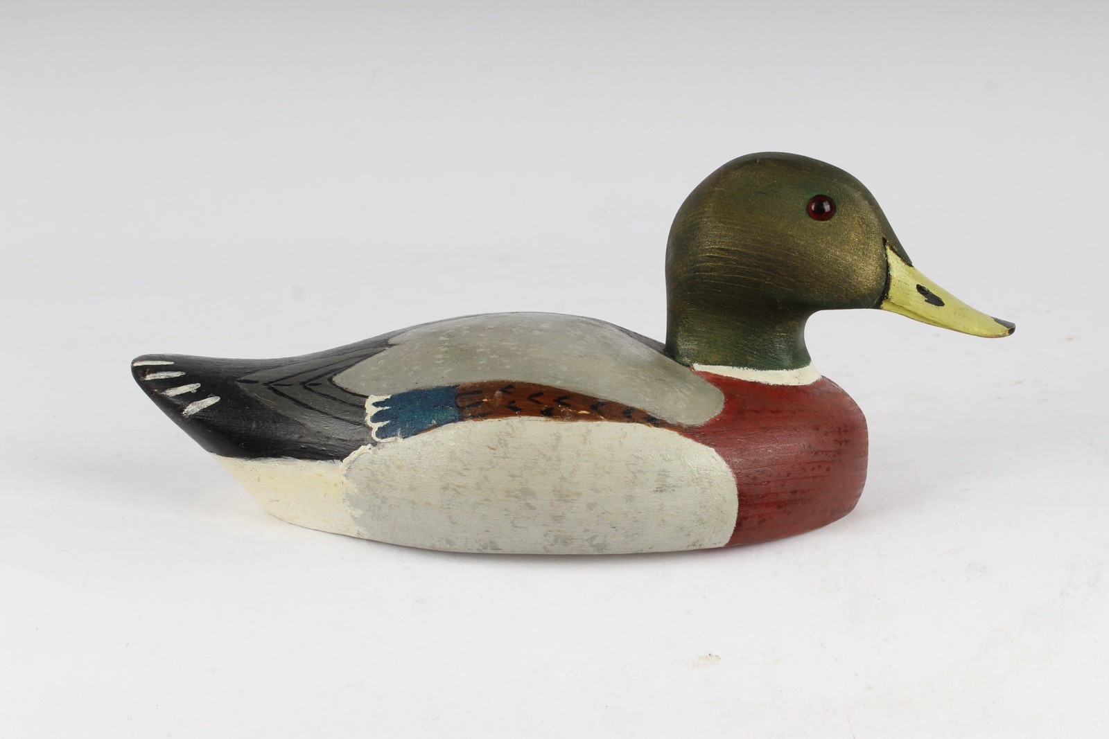 E. Watts – Wooden Duck Decoy Hand Carved Painted 1982 Vintage MARYLAND