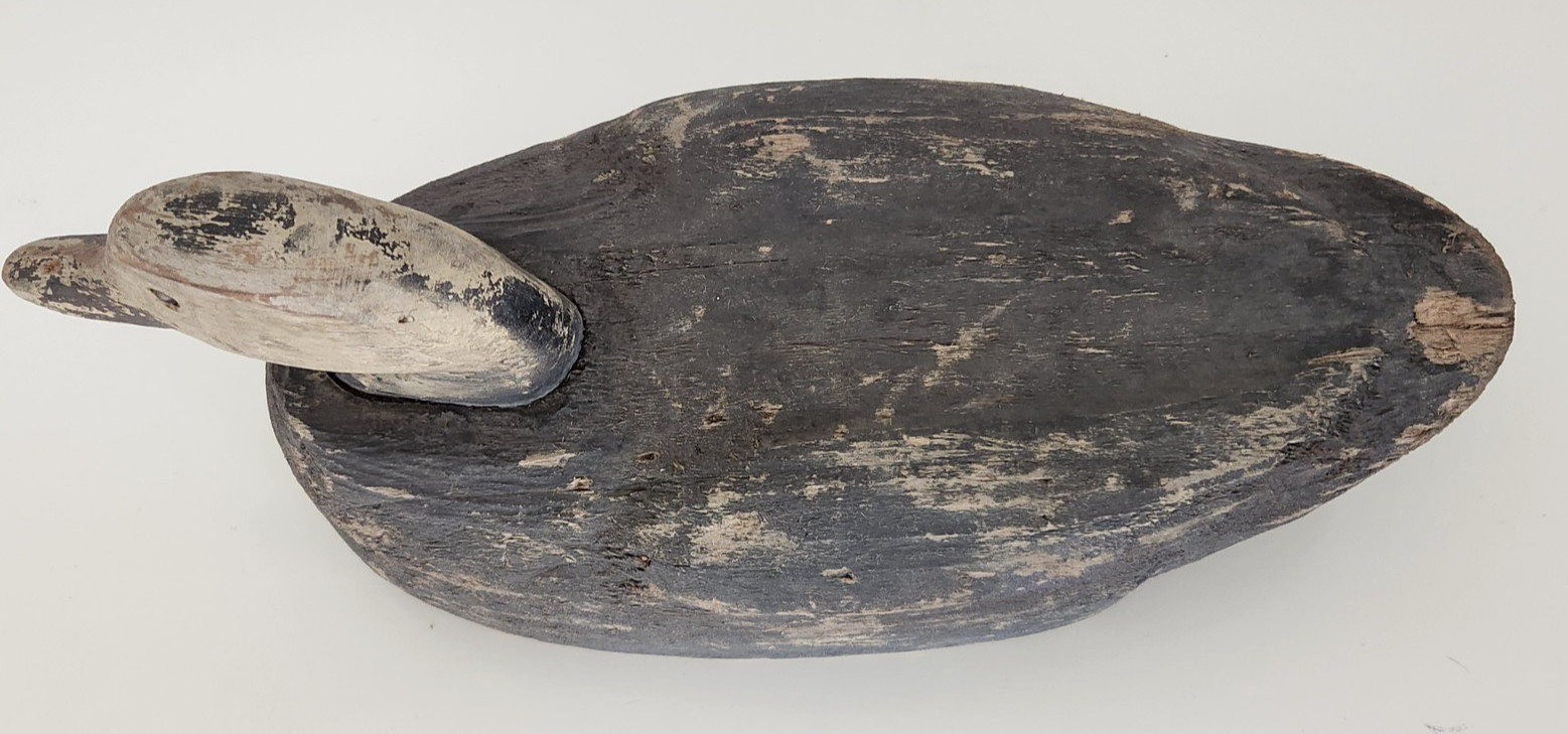 Magnum Herters Balsa Wood Glass Eyed Black Duck Decoy With Weight