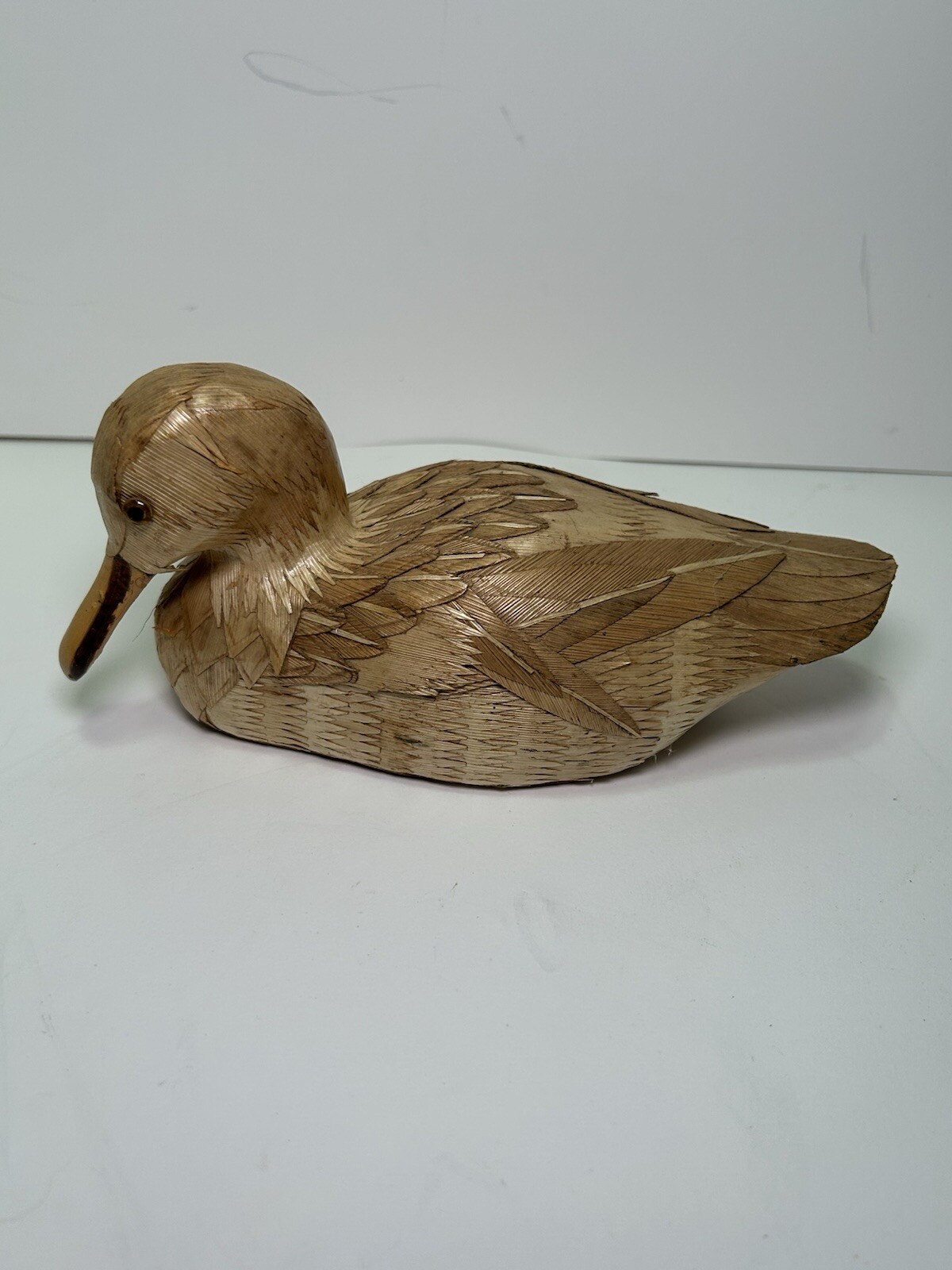 Vintage Hand Made Detailed Hay/straw Type Duck Decoy Sculpture Rare Decor