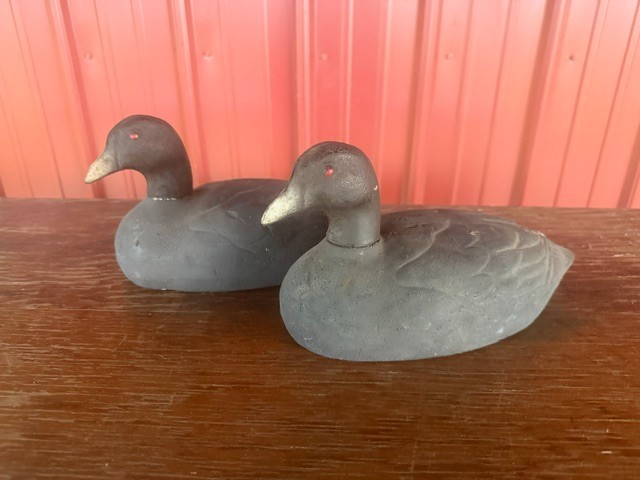 (2) Vintage Herters Coot Decoys Pair Model 63 RARE Duck Hunting Decoys