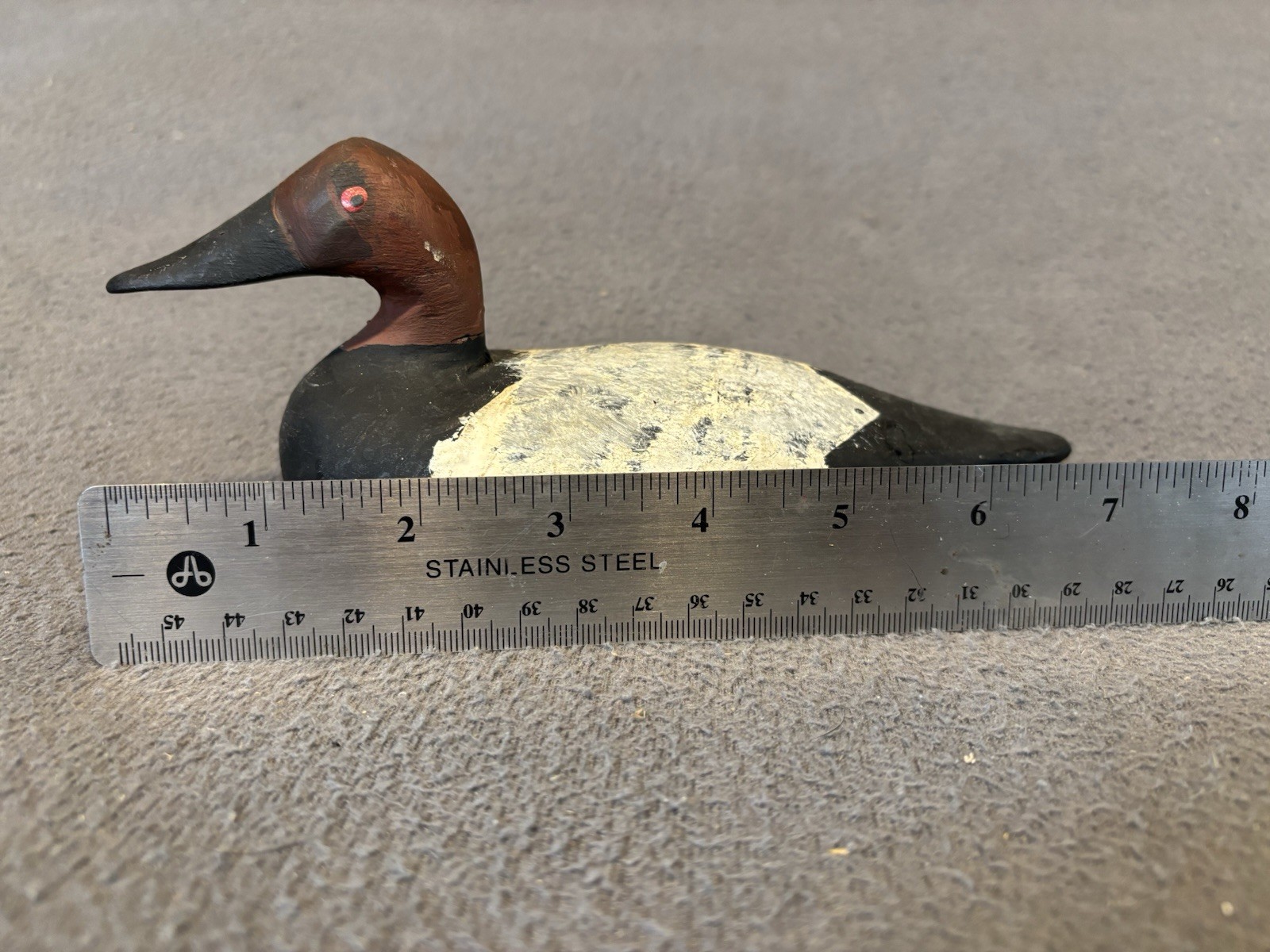 Vintage Phil Kemp Wooden Miniature Carved Kent Island Decoy Canvasback Ca. 1960s