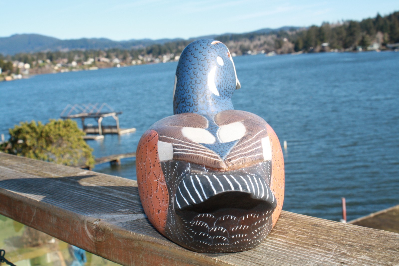 Harlequin Drake decoy by Mo Hobbs, 2006, solid wood, GE, OP.