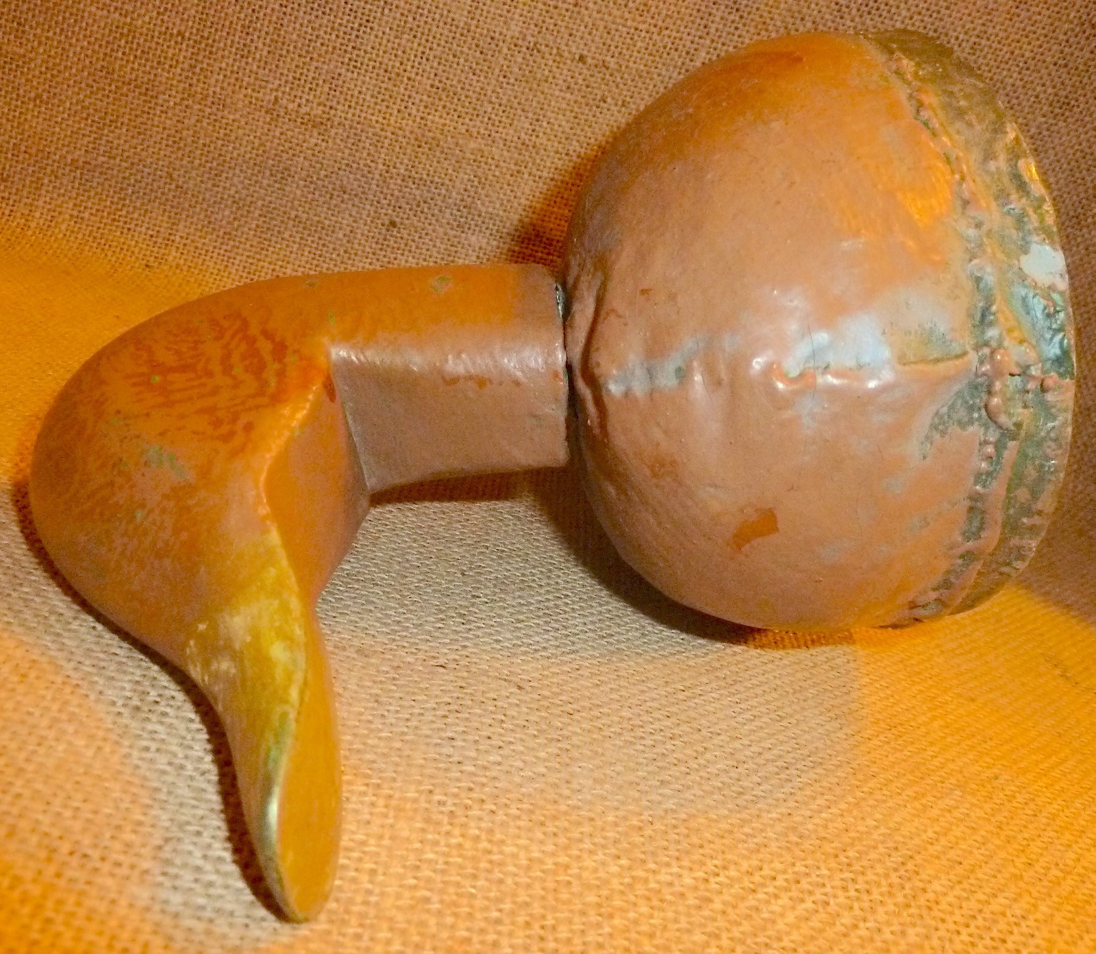 VINTAGE ANTIQUE HAND MADE CRAFTED CANVAS/WOOD DUCK DECOY 12″ LONG