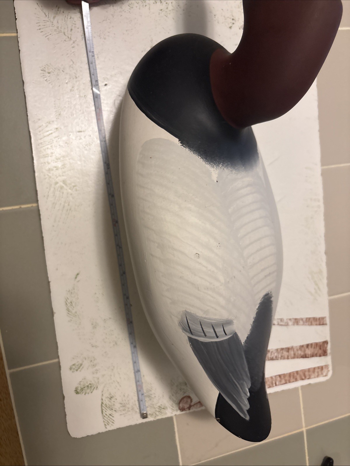 Canvasback Drake decoy by Patrick Vincenti, 1989 solid wood.