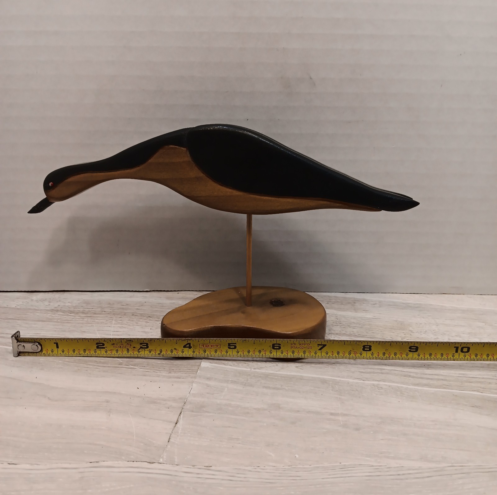 Shore Bird Stilt Folk Art Sculpture – Carved Wood signed 5.25″Tall