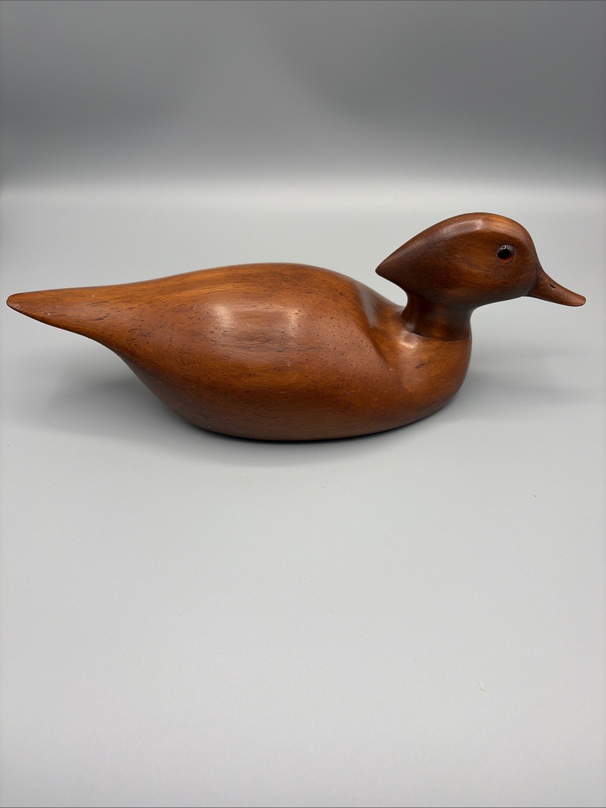 Vintage Handcarved Wooden Signed Don Bashore 1982 Wood Duck Decoy w/ Glass Eyes