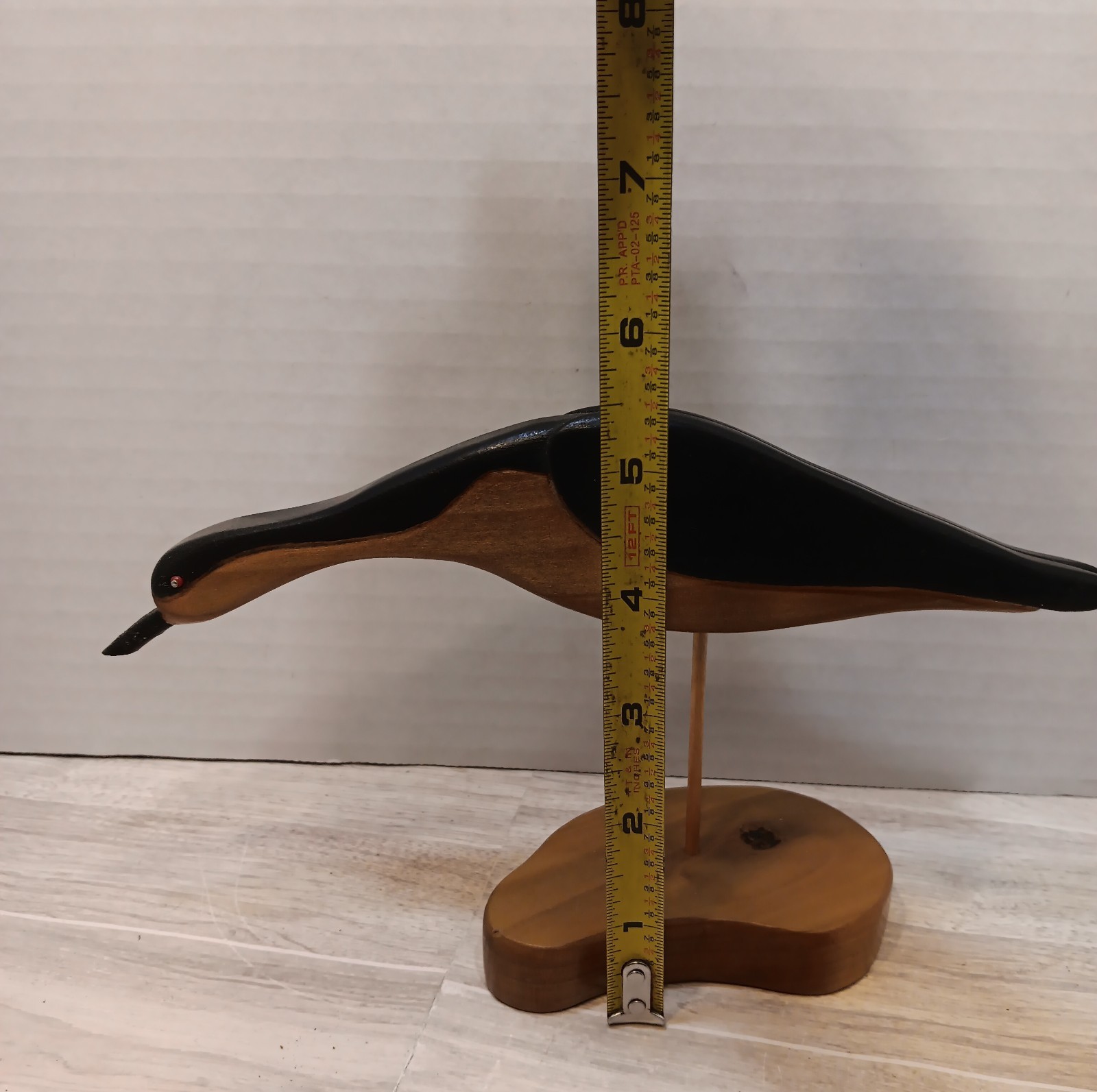 Shore Bird Stilt Folk Art Sculpture – Carved Wood signed 5.25″Tall
