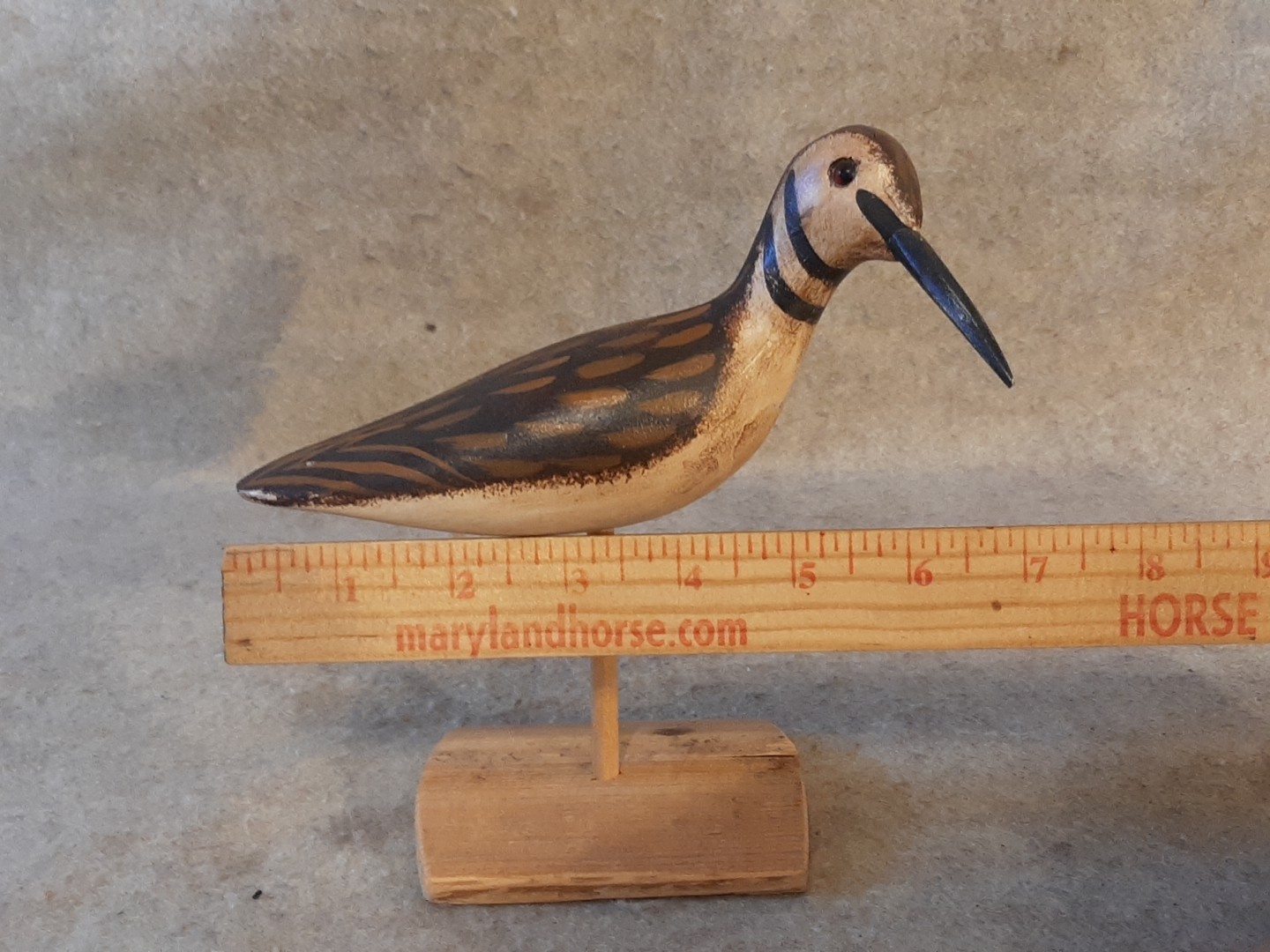 Vintage Carved Shorebird Decoy branded & Signed Jerry Hutchins Sport’en Art 102