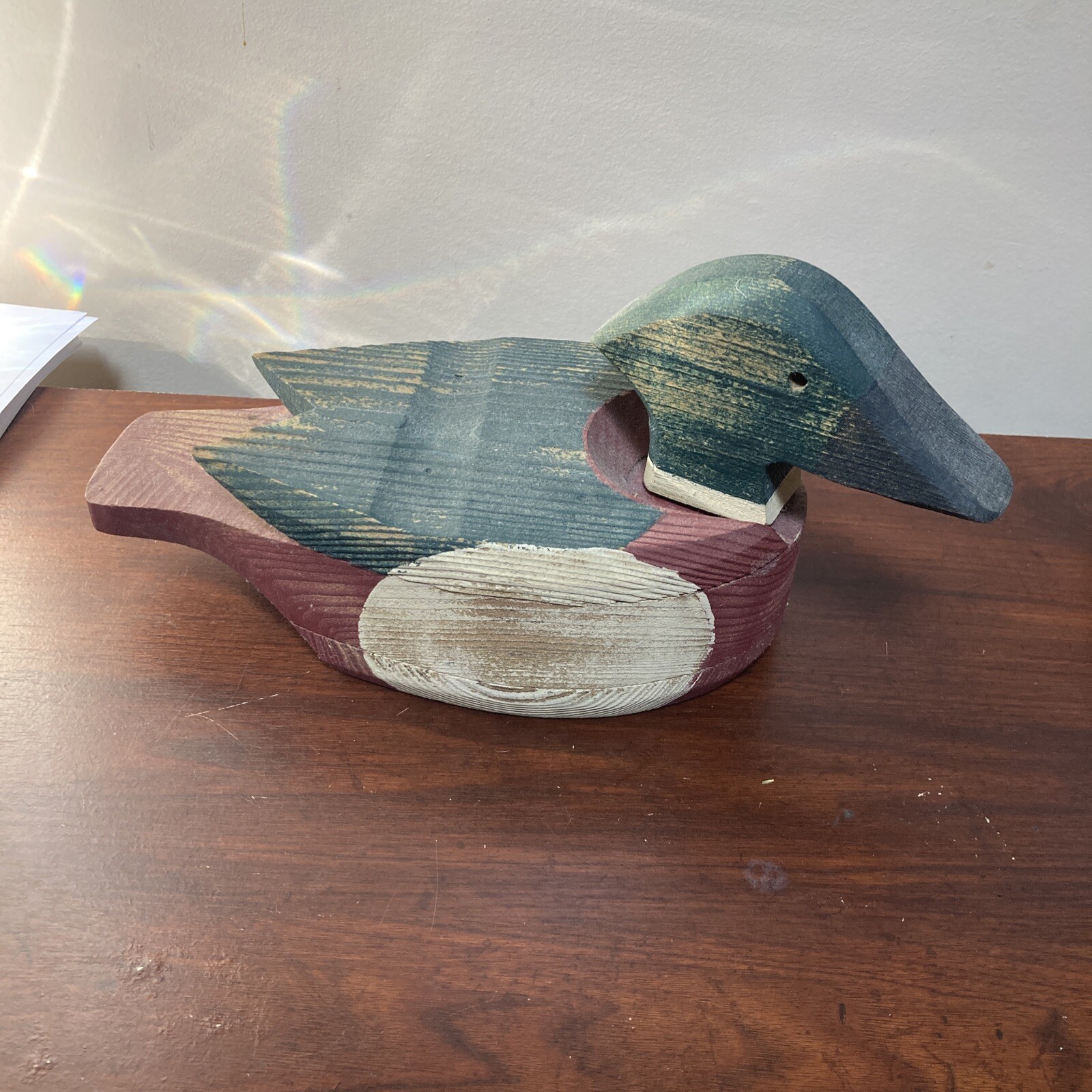 Primitive Solid Body Decoy, Swivel Head Distressed Hand Made East Greenwich RI