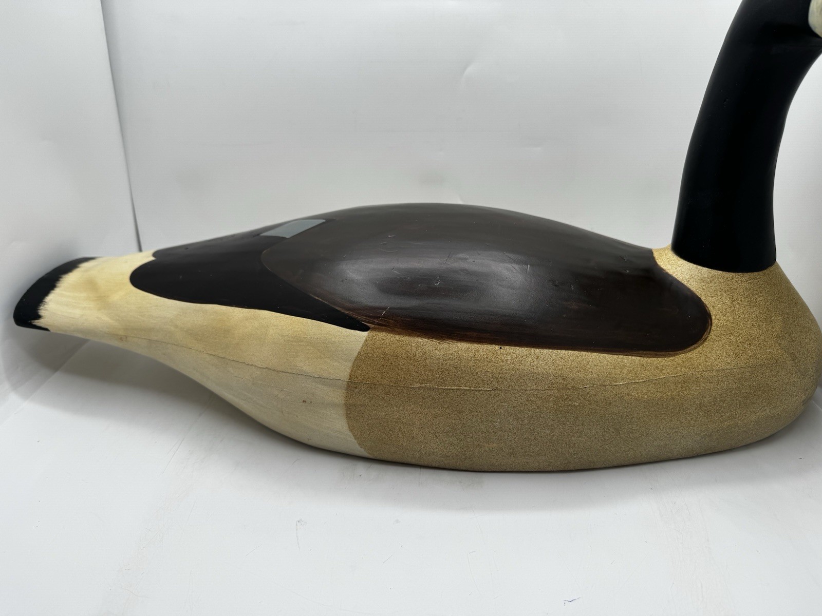 Vintage Large Hand Carved Canada Goose Wood Decoy Removable Head Folk Art 24”.