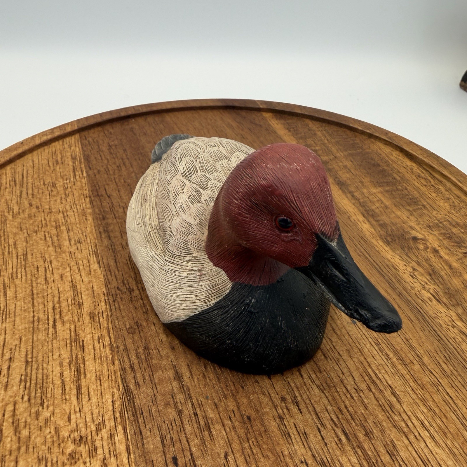 Hand Carved Wood Canvasback Duck Decoy MD 1989 Signed J.R. Williams Glass Eyes