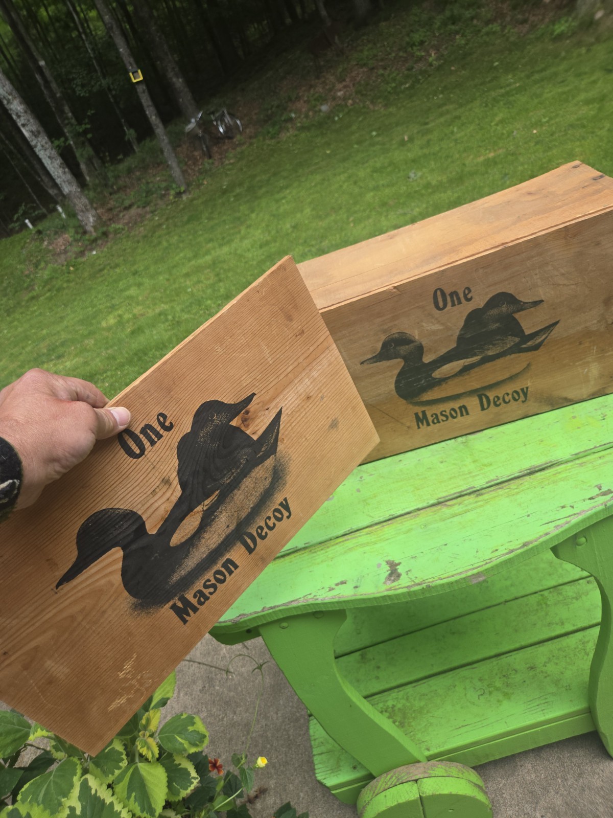Vintage One Mason Duck Decoy Wood Shipping Crate 19 1/2″× 11 1/2″× 8″