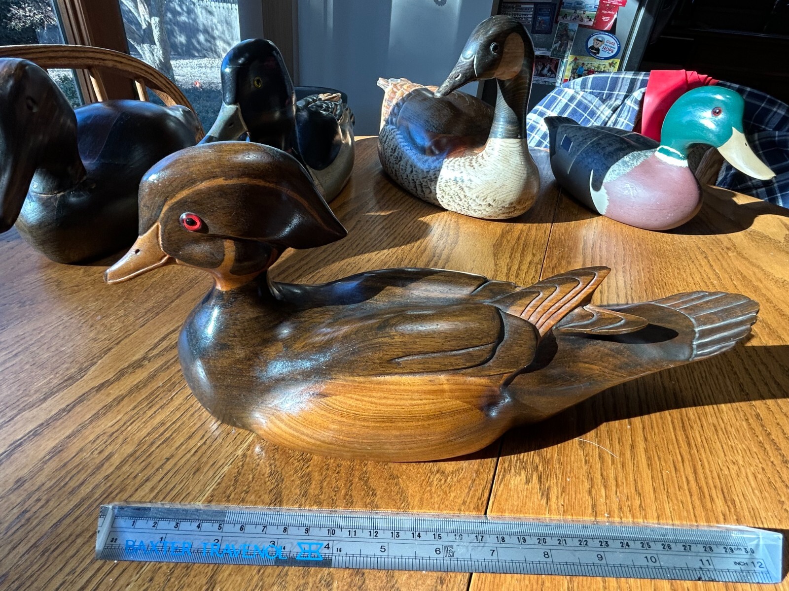 Excellent Condition Audrey Eiler Wood Wooden Duck Decoy Folk Art Glass Eyes