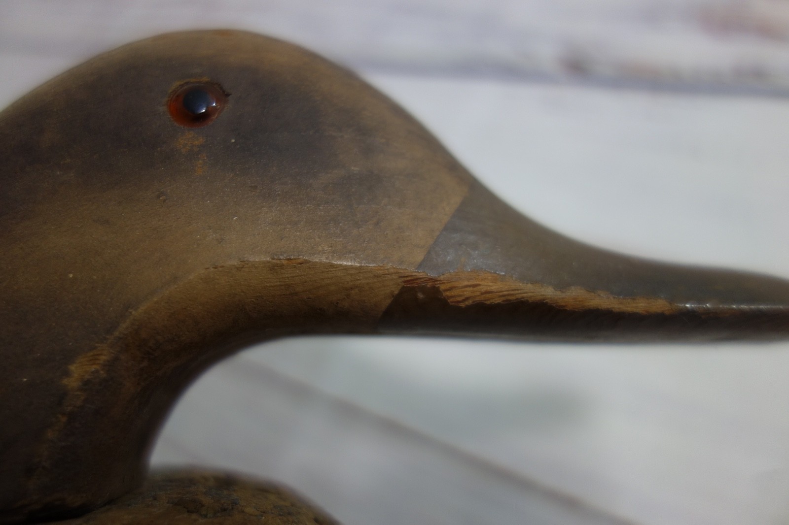 Vtg George Soule LL Bean Brown Mallard Hen Cork Duck Decoy Spinning Head 15″