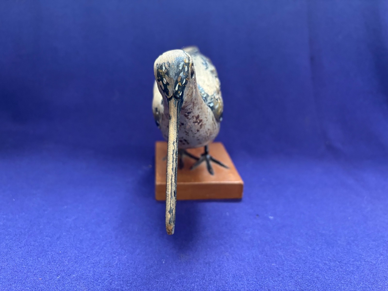 2 VINTAGE AMERICAN FOLKART BIRD CARVING SIGNED CARL FORSLUND WOODCOCK SHOREBIRD