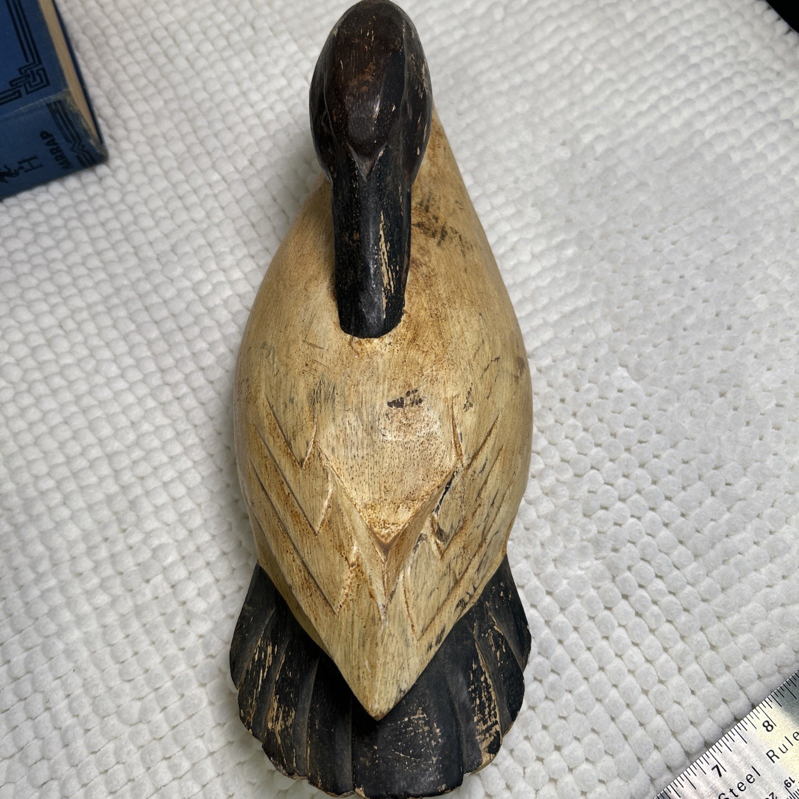 Hand Carved Wooden Duck Decoy Solid Body Primitive Vintage