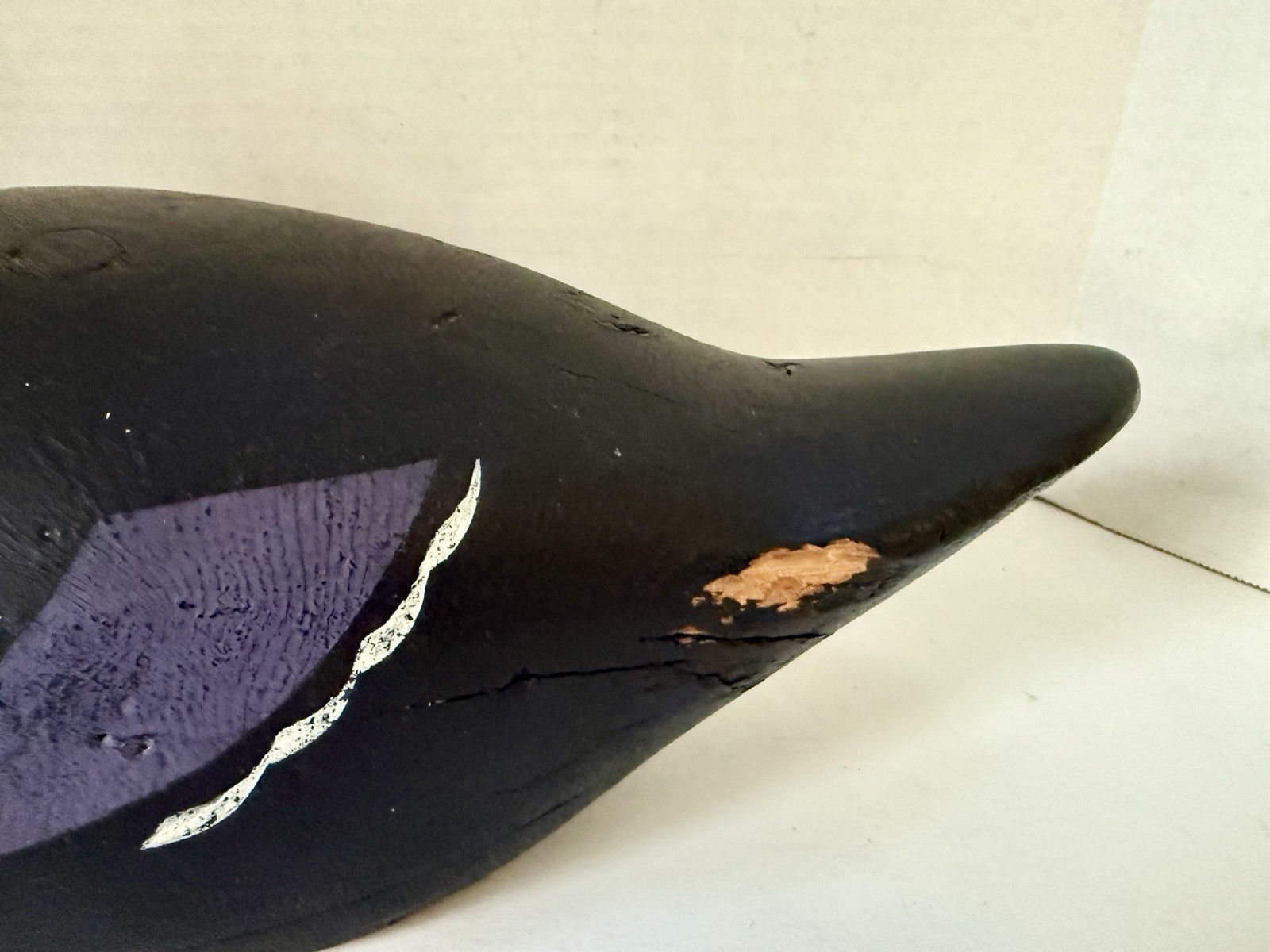 Black Duck Decoy – Joe Lincoln Style, Glass Eyes, Turned Head, Repaint, Unsigned