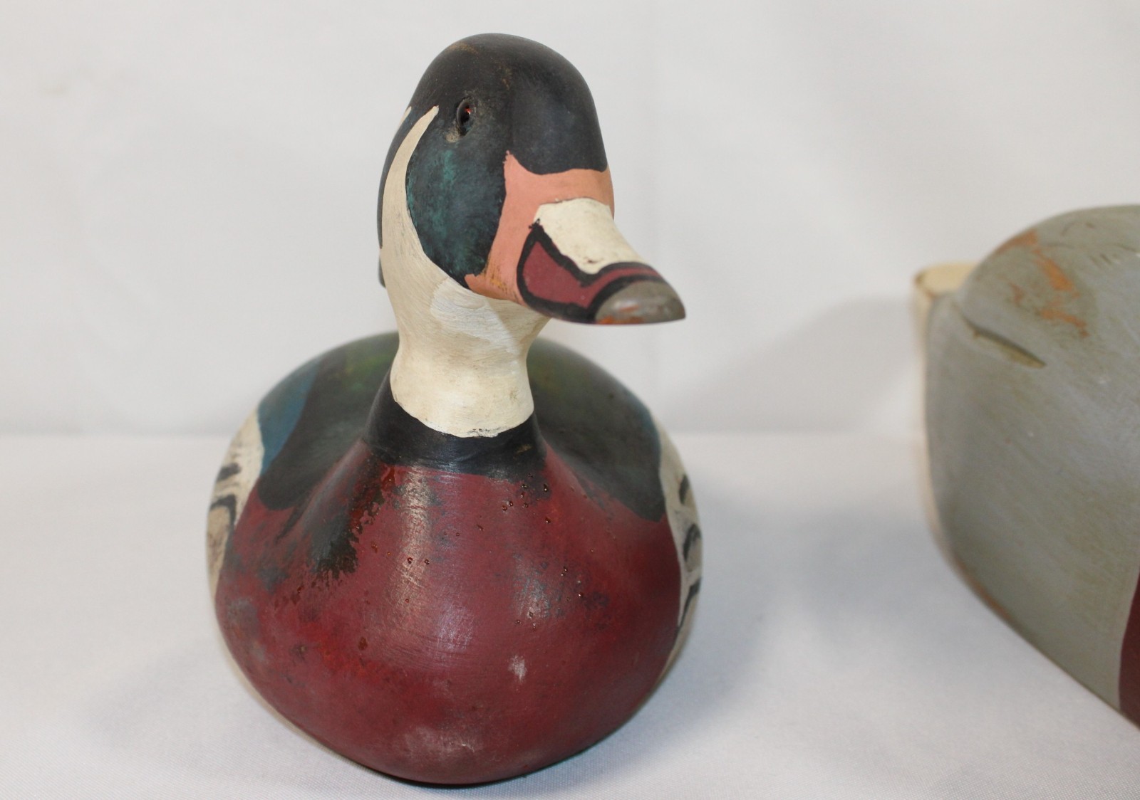 Vintage Lot 2 Drake Male Mallard Hand Carved Painted Wood Duck Decoy