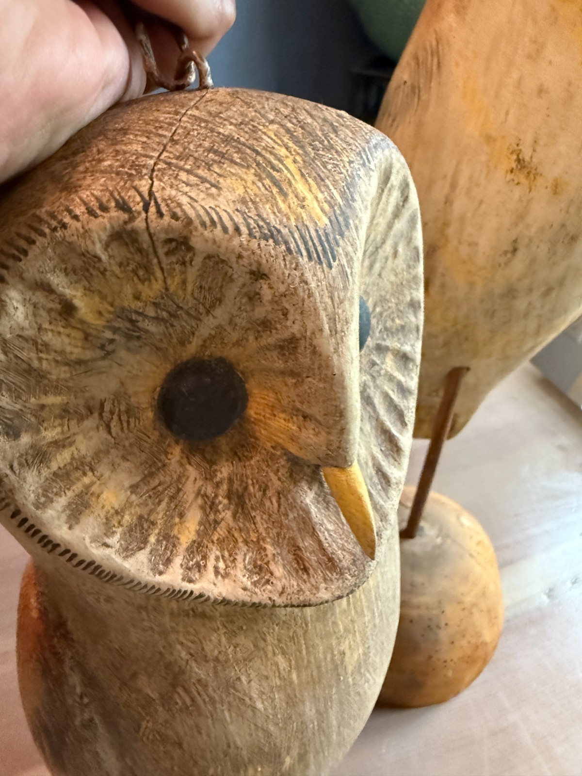 2 Vintage Wood Owl Decoys **JOHN PAXSON** Chesapeak (Virginia) 18″