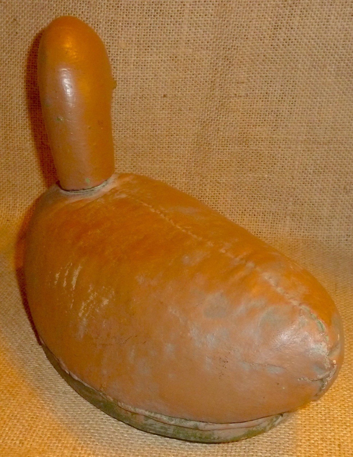 VINTAGE ANTIQUE HAND MADE CRAFTED CANVAS/WOOD DUCK DECOY 12″ LONG