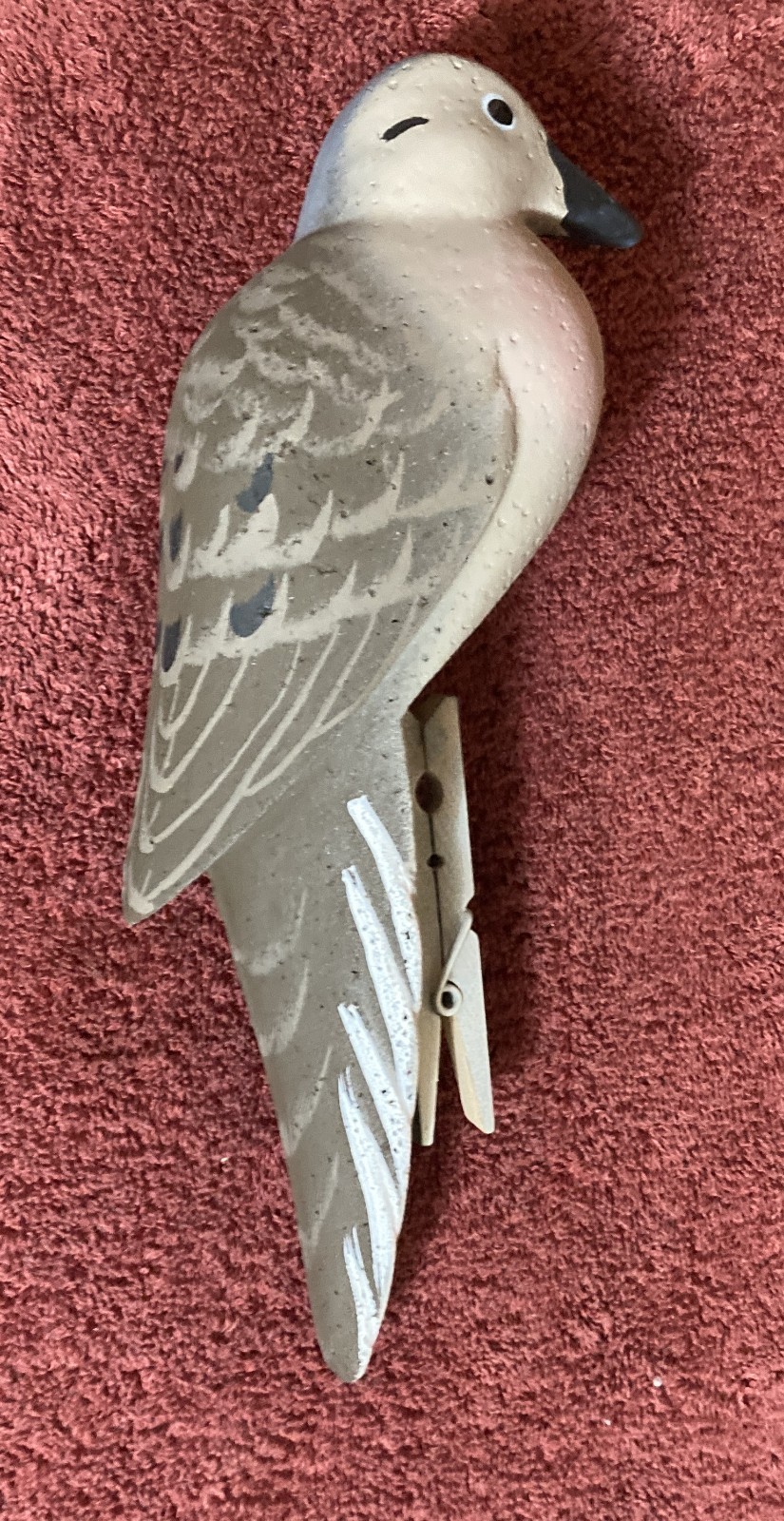 Rare Vintage HERTER’S DURLON FOAM Dove Decoy Hand Painted w/ WOODEN CLOTHES PIN