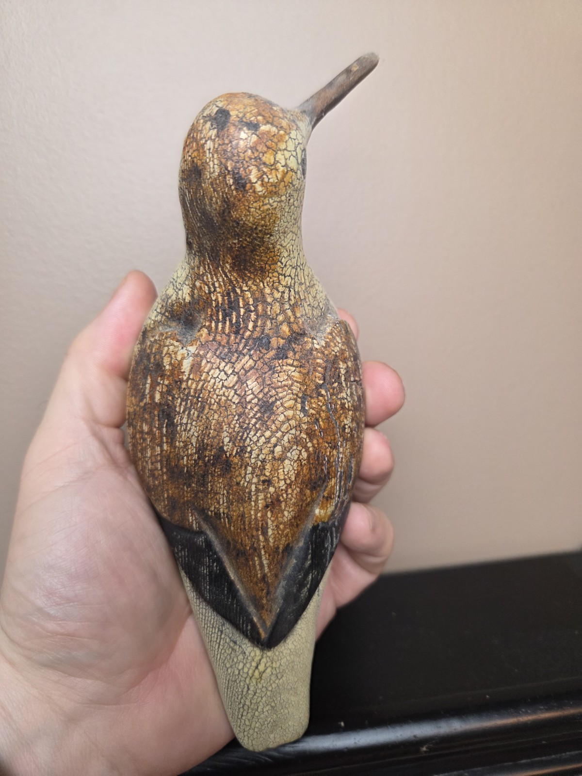 Vintage Thomas Langan 1 Carved Wood Bird Duck Decoy 9.5 inches tall