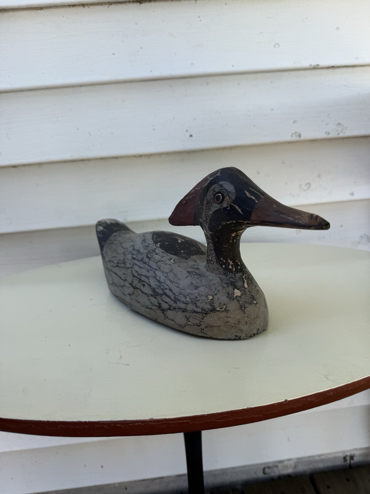 Vintage Hand Carved Wood Duck Merganser Decoy Unsigned Mancave Decor Lake01