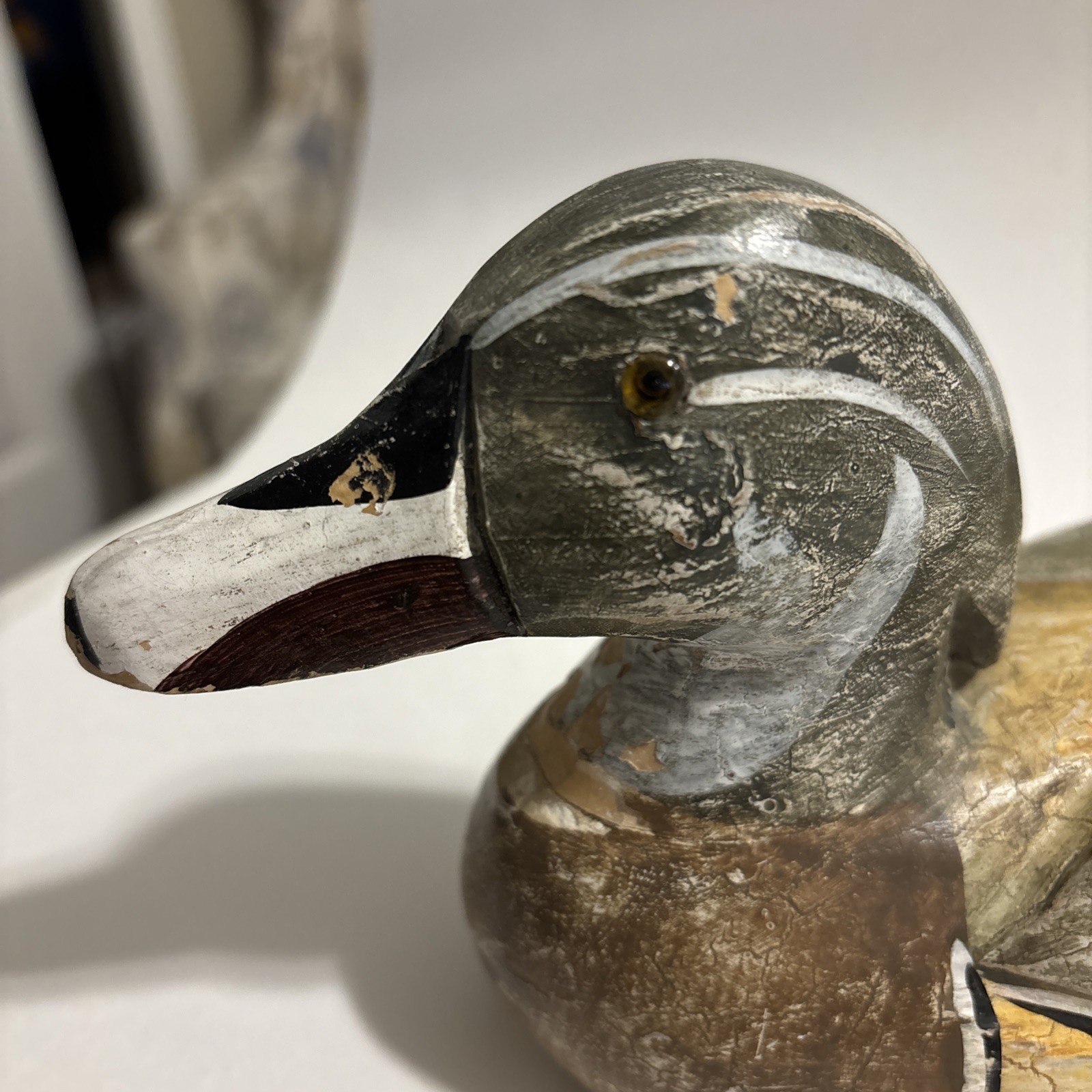 Vintage Hand Carved Widgeon Drake Duck Decoy Glass Eyes Unsigned