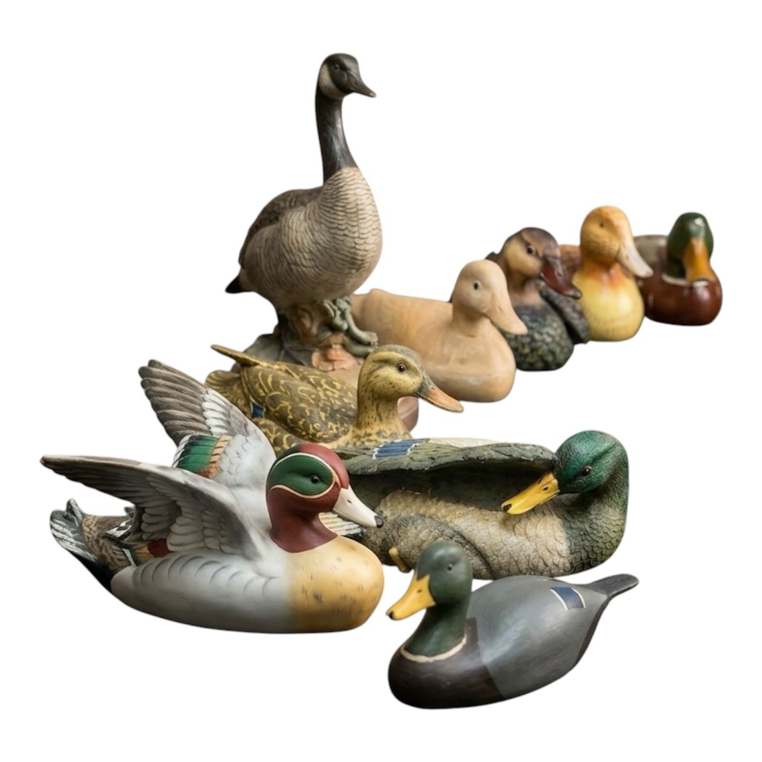 Vintage Resin Mallard Duck Decoy Figurine Decor Accent