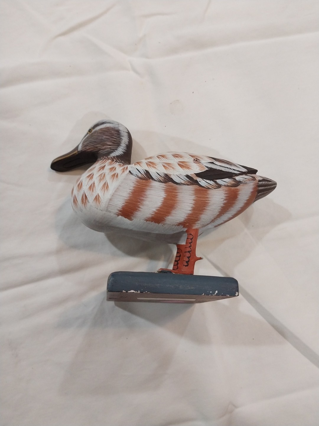 Vtg Wooden Carved and Painted Duck Female Mallard Duck People republic China