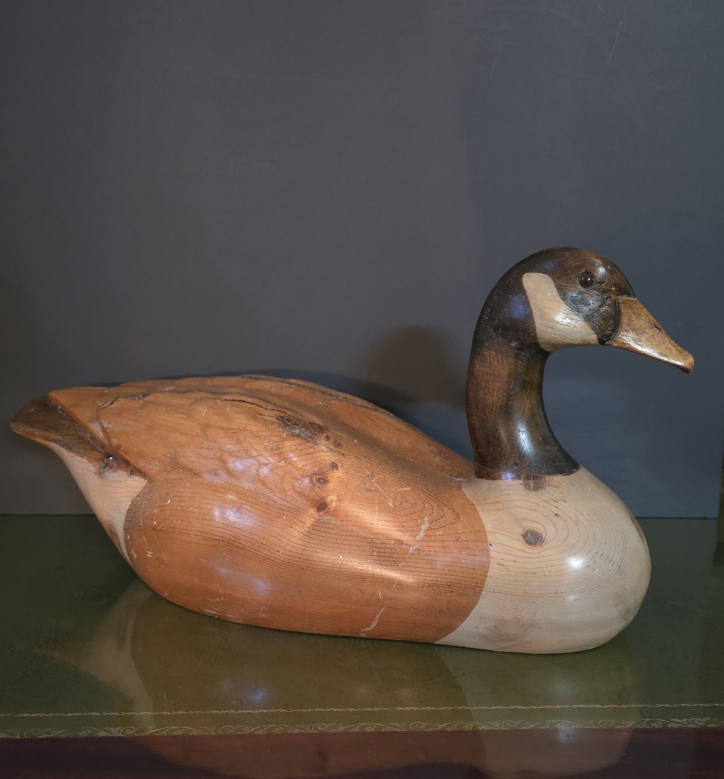 Large Vintage 1979 Solid Wood Decoy Canada Goose Made by R.D. Lewis Signed