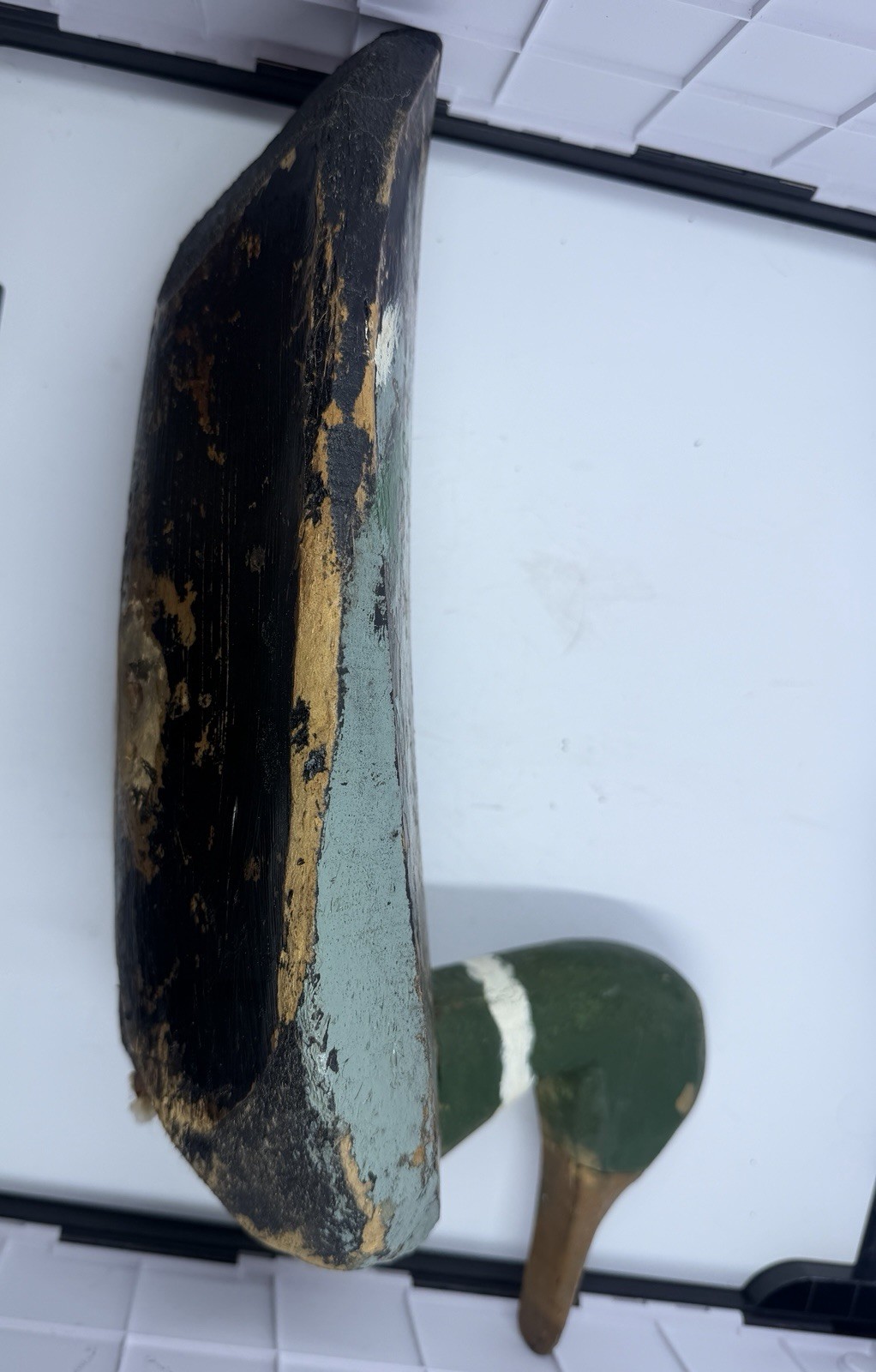 Antique Currituck NC Wooden Duck Decoy Fluted Tail Mallard Drake VTG Folk Art
