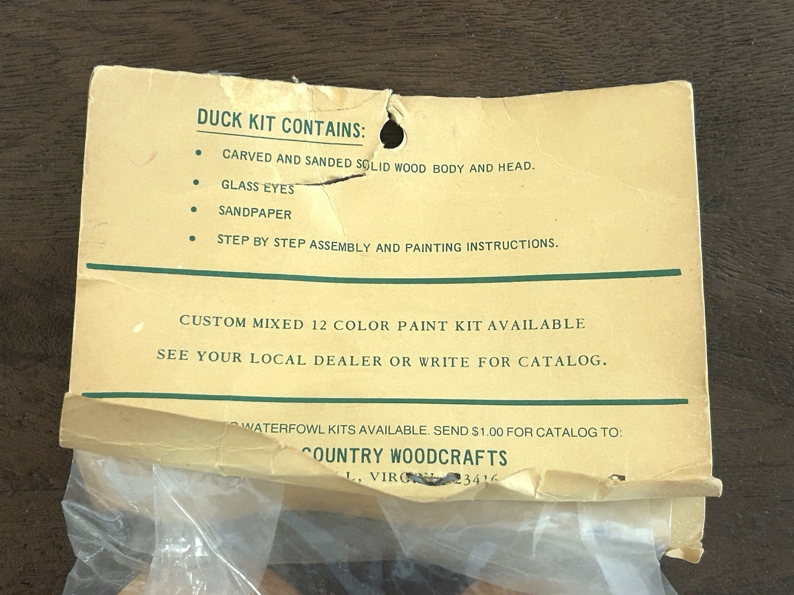 Vintage Bay Country Woodcrafts Solid Wood Duck Decoy Kit Primitive Mallard 1971