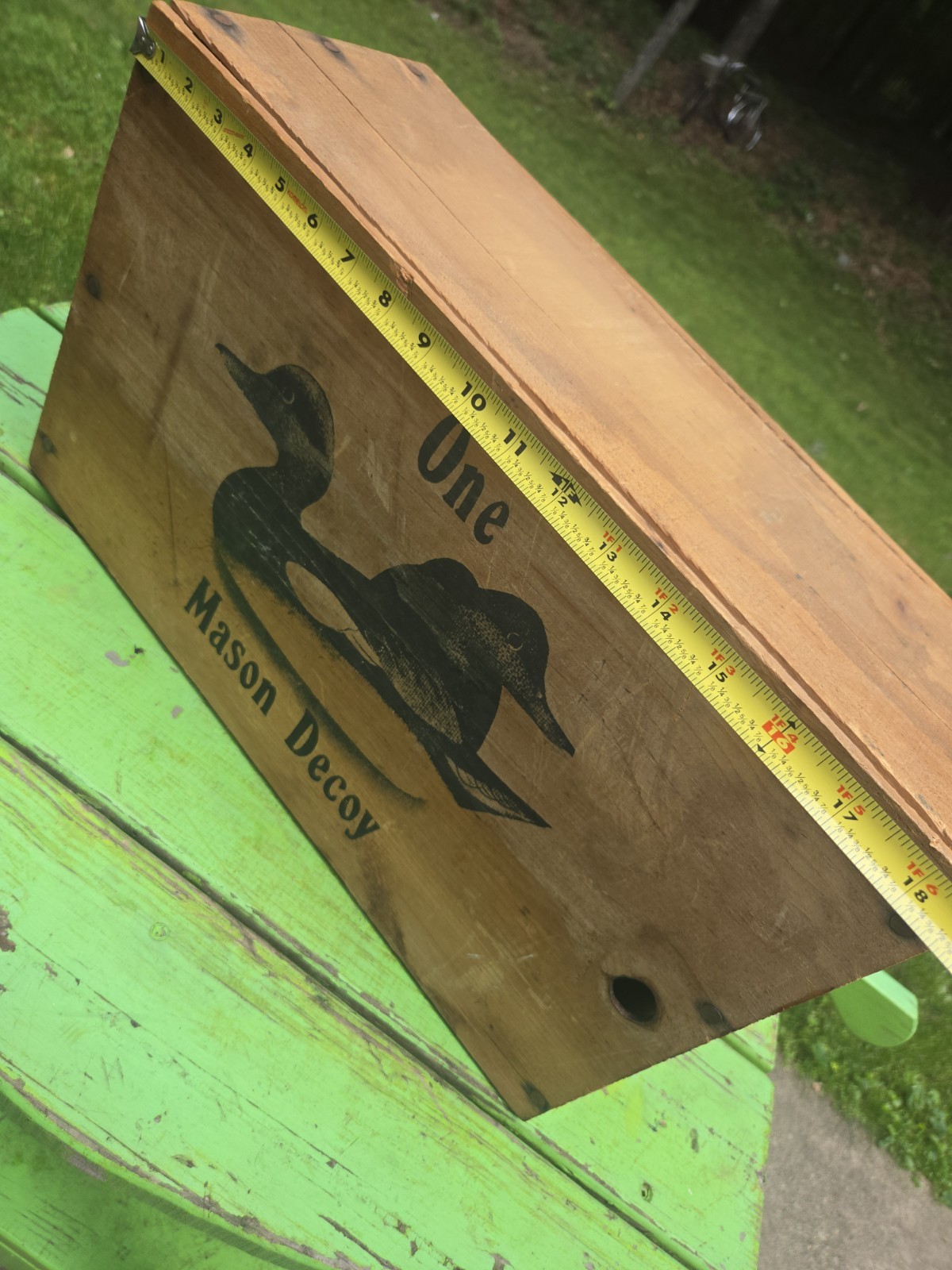 Vintage One Mason Duck Decoy Wood Shipping Crate 19 1/2″× 11 1/2″× 8″