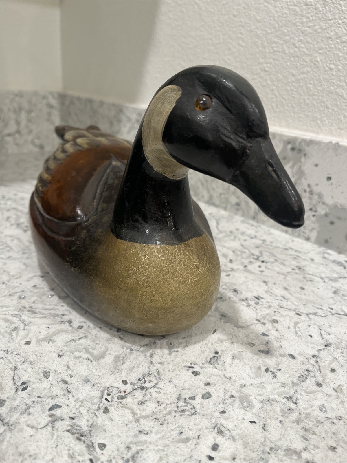 Vintage Handpainted Carved Wooden Canadian Goose Decoy Geese