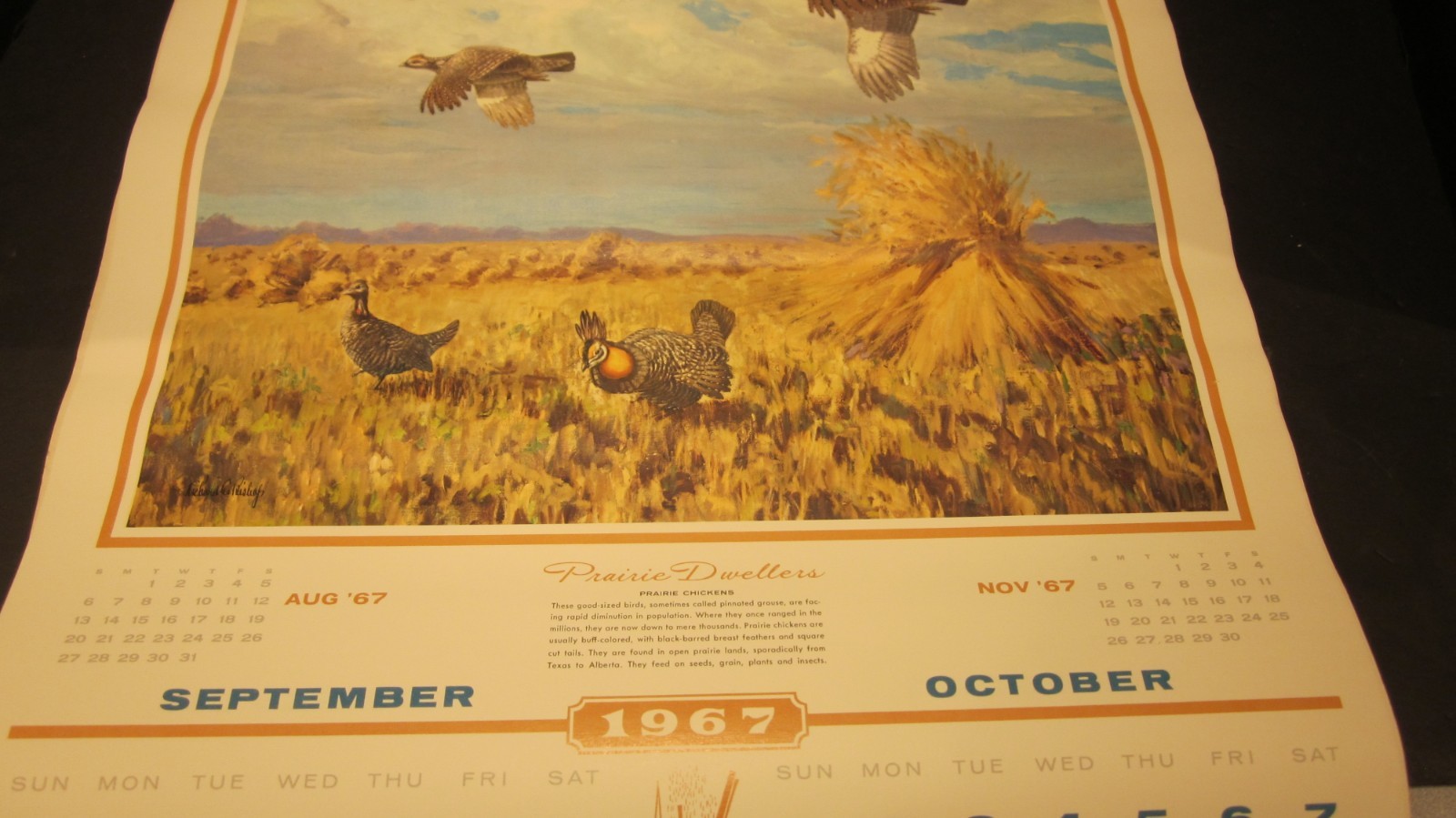 RICHARD BISHOP DUCK GOOSE HUNTING CALENDAR 1967 MC LAIN DOCK PORT JEFFERSON NY