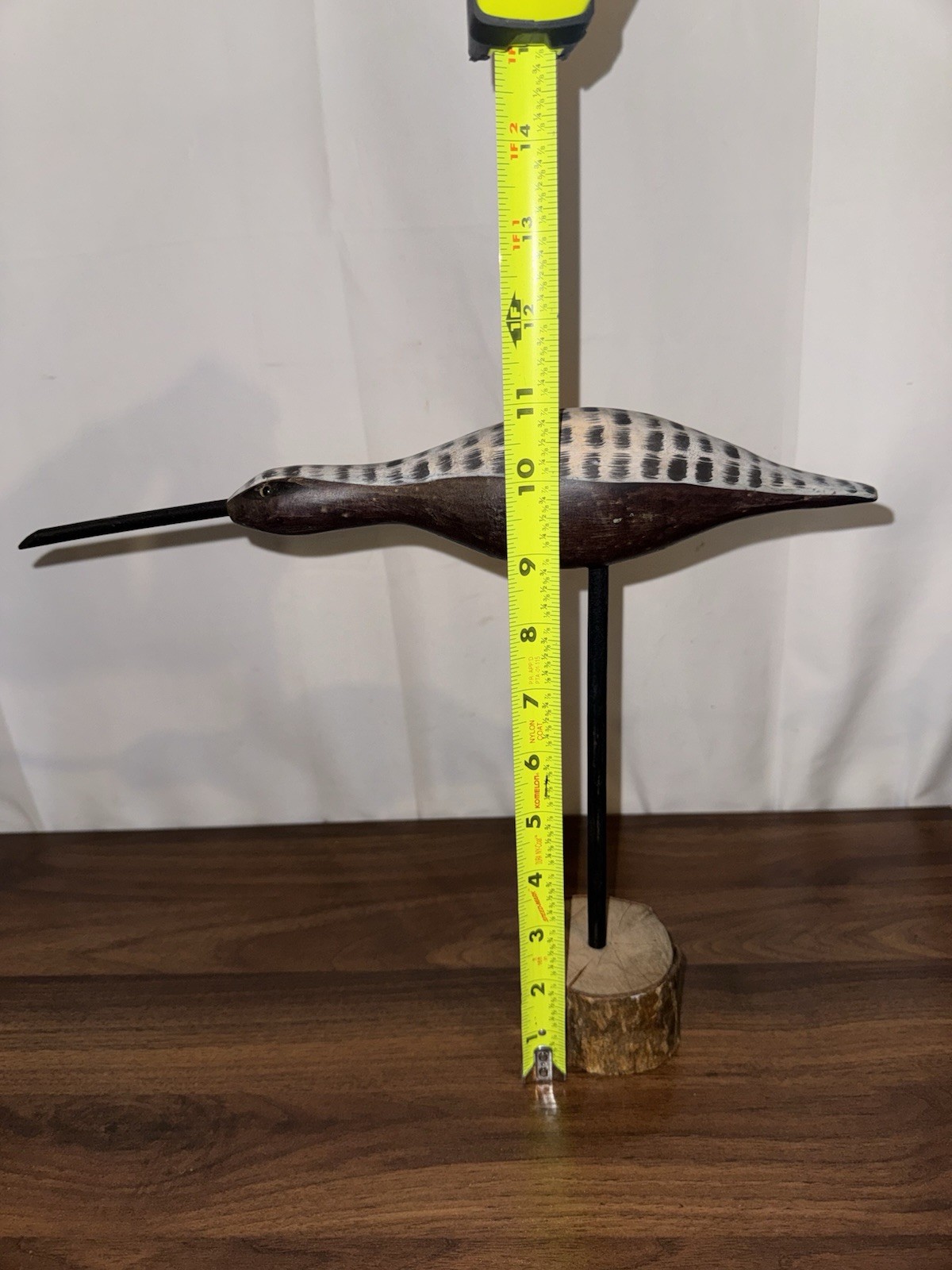Vintage Shorebird Black Bellied Spotted Plover Wood Decoy Hand Carved W/ Stand