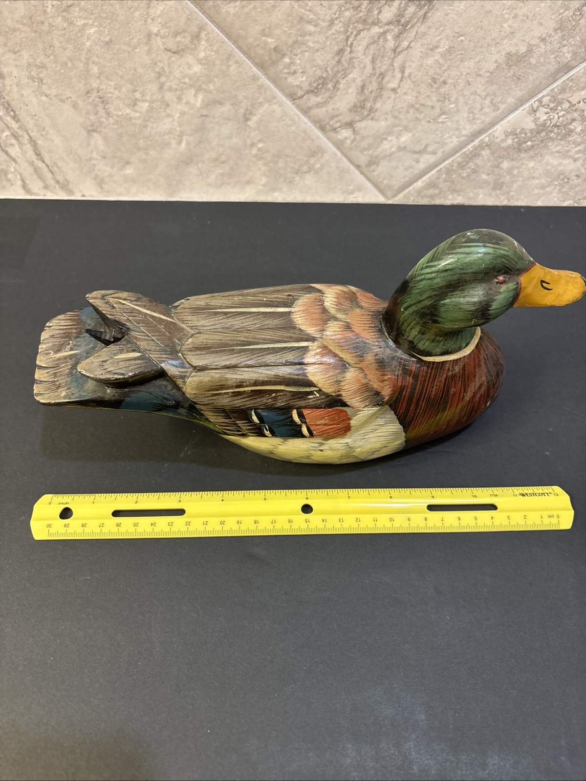 Hand Carved & Painted Wooden Duck Made In The Philippines