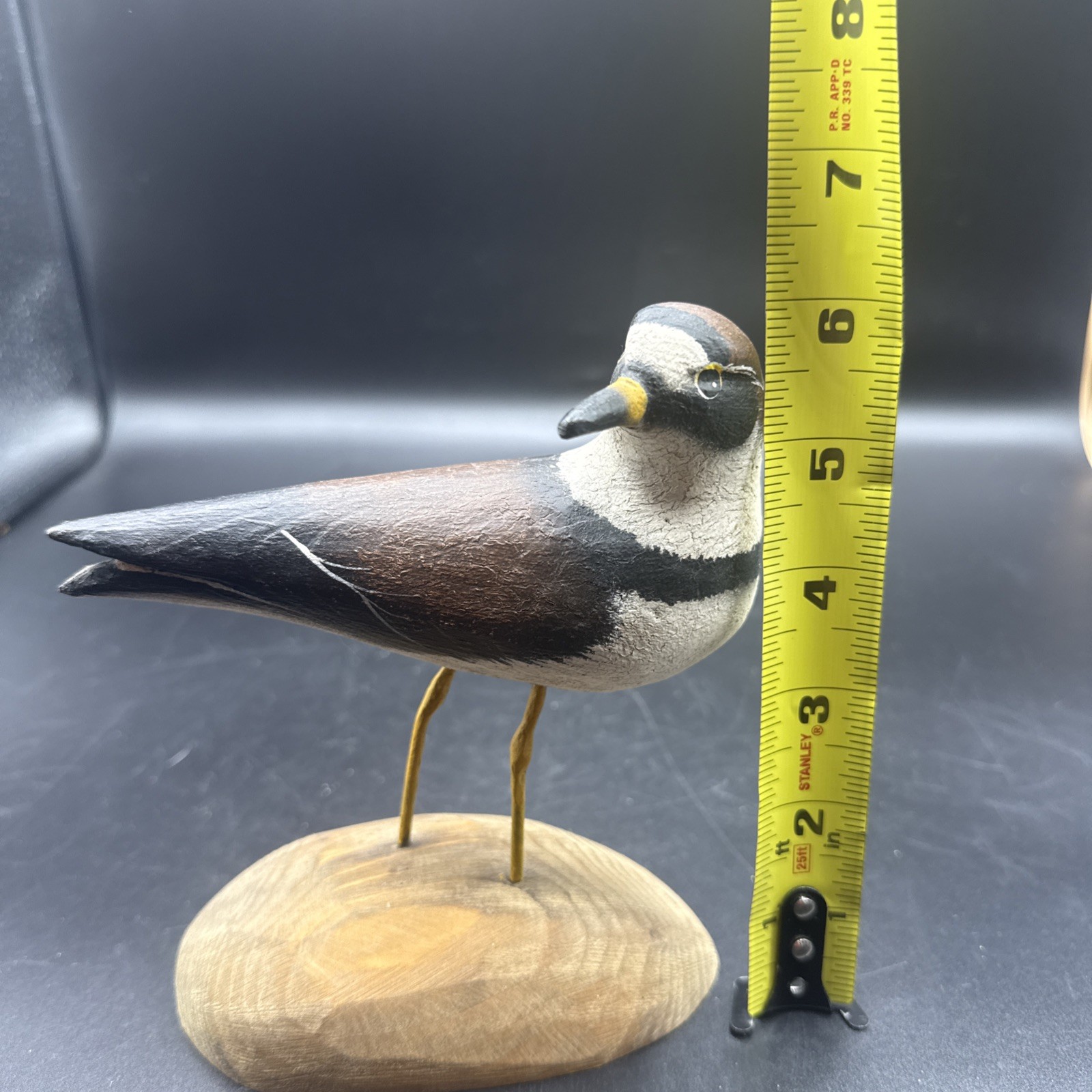 Vtg Canadian Artist Luc Cyr Hand Carved Wood Shorebird Decoy Semipalmated Plover