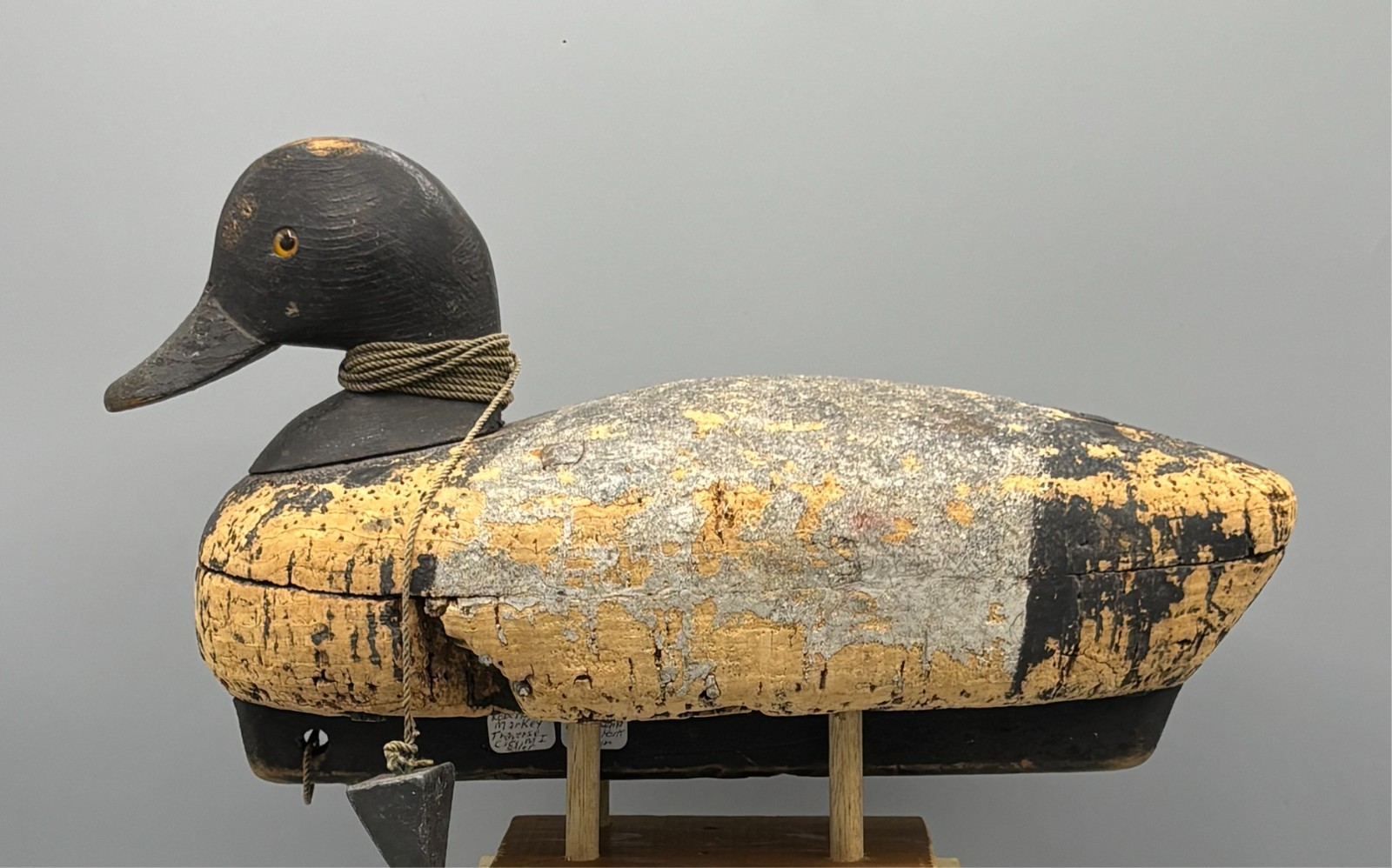 ***JOHN BOYLE*** (1873-1935) BELLPORT, NY CORK BLUEBILL DRAKE ANTIQUE DUCK DECOY