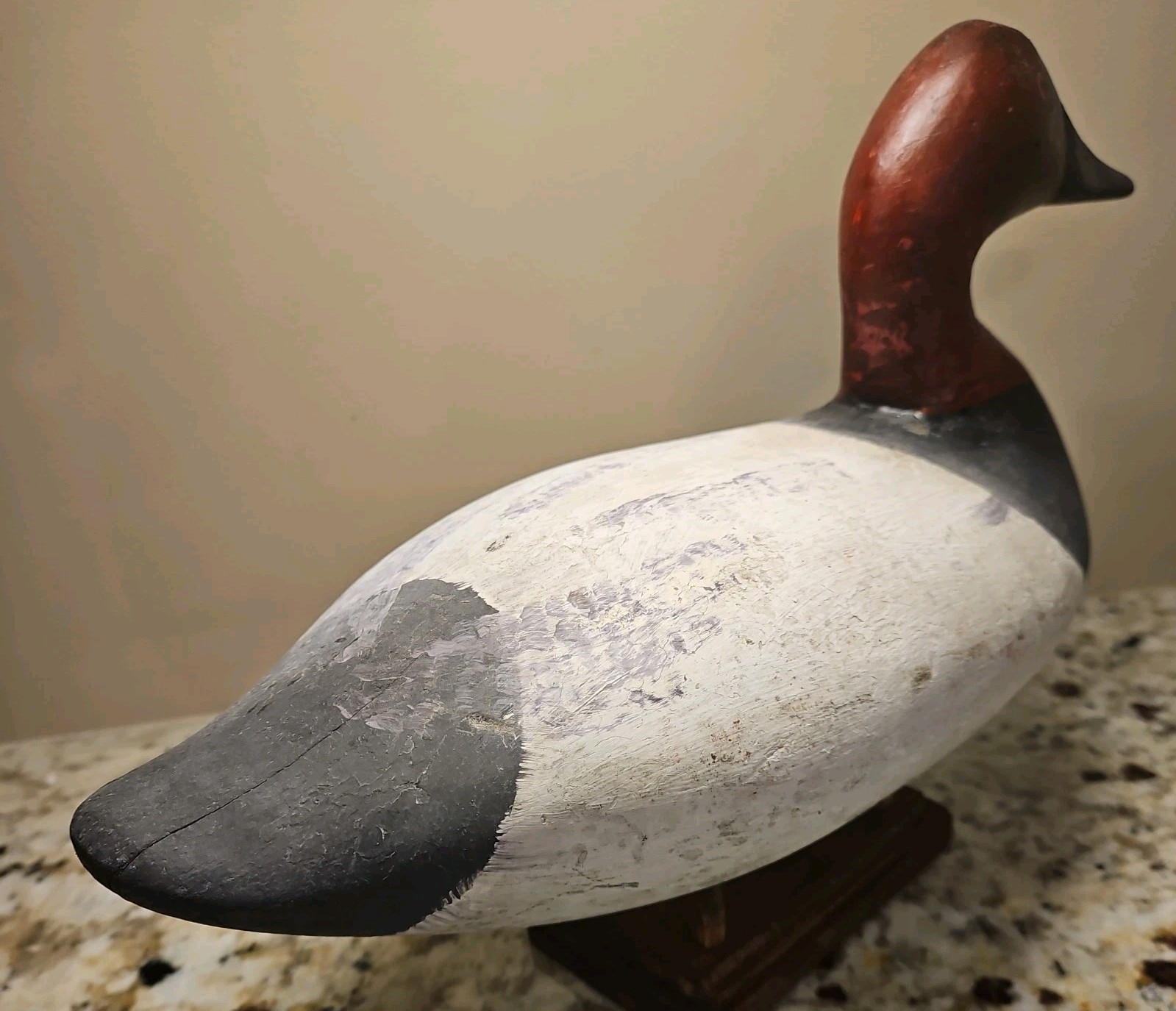VINTAGE RETIRED CANVASBACK DUCK DECOY, Solid Wood, stand not included