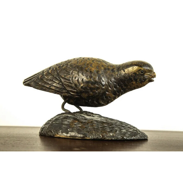 ANTIQUE BIRD DECOY -HAND CARVED- 19th Century WOOD BASE Shore or Song Folk Art