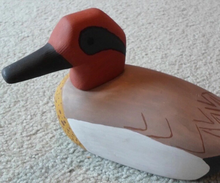 Unknown Maker ~ Vintage Hollow Carved Working Duck Drake Decoy @ 9.0″ ~ Unsigned