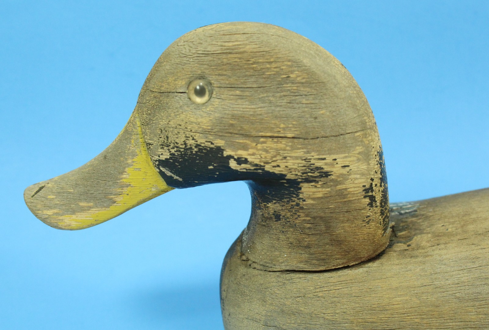 Vintage Hand-Carved Mallard Duck Decoy Hand Painted One side. Old One