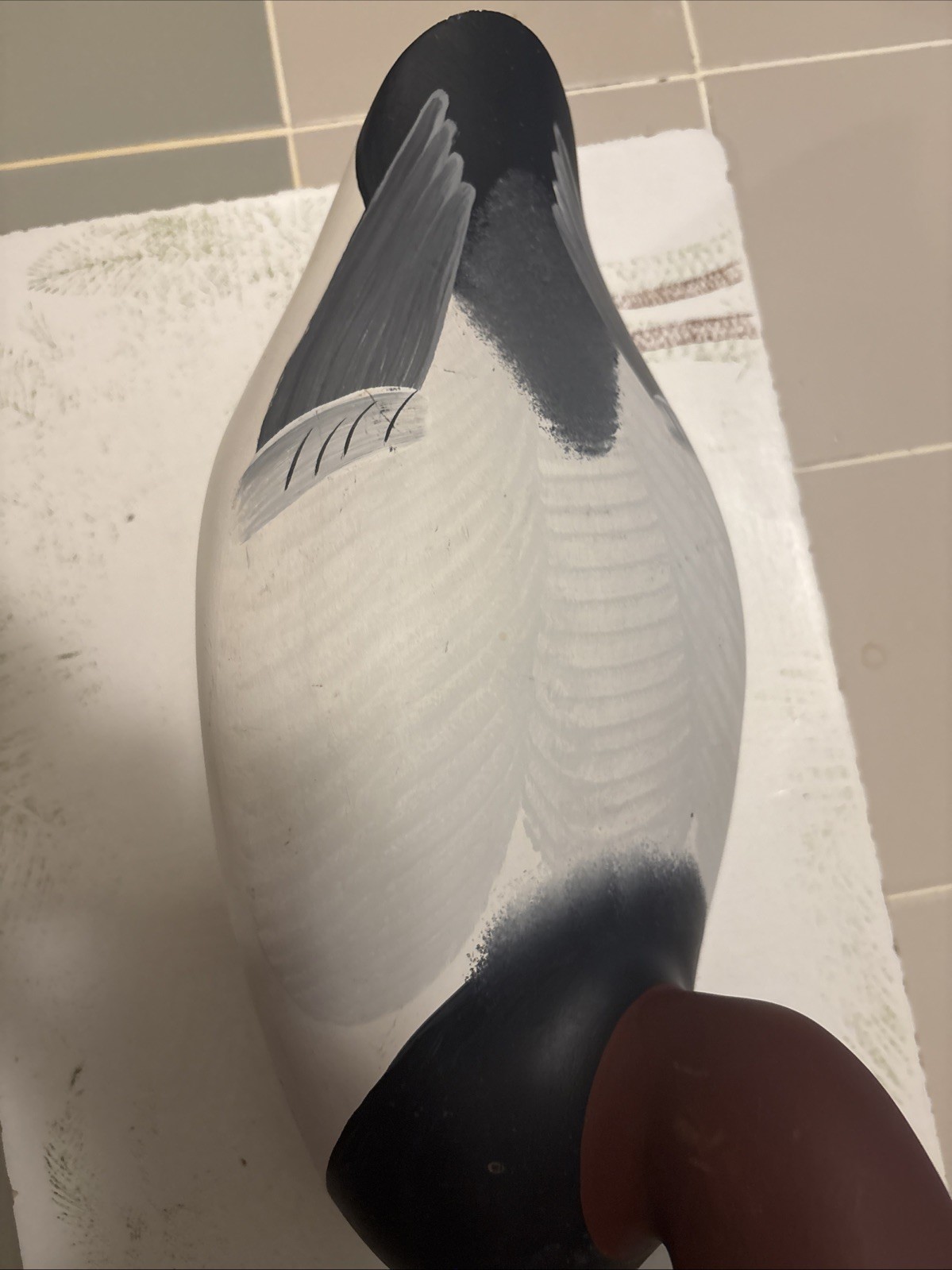 Canvasback Drake decoy by Patrick Vincenti, 1989 solid wood.
