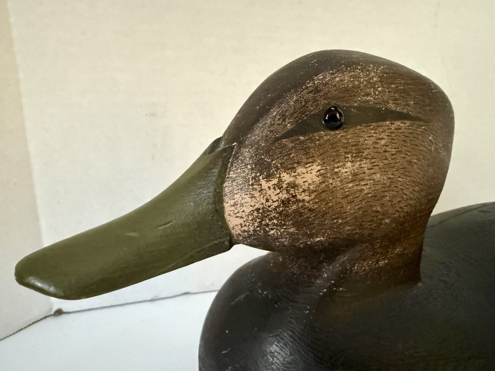 Black Duck Decoy – Joe Lincoln Style, Glass Eyes, Turned Head, Repaint, Unsigned