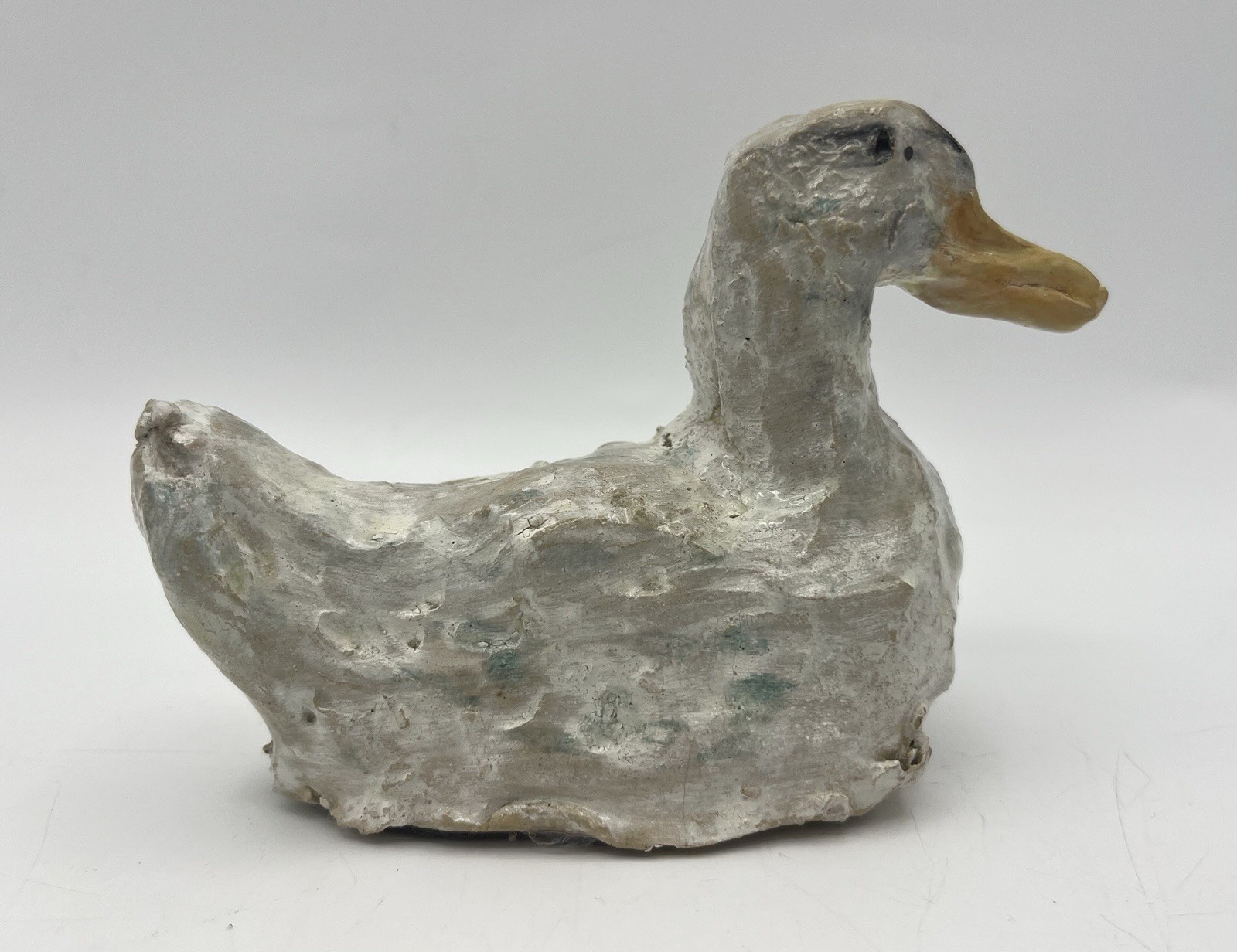 Primitive Carved Stone Duck Handmade 6”x 3.75” Bird Water Fowl