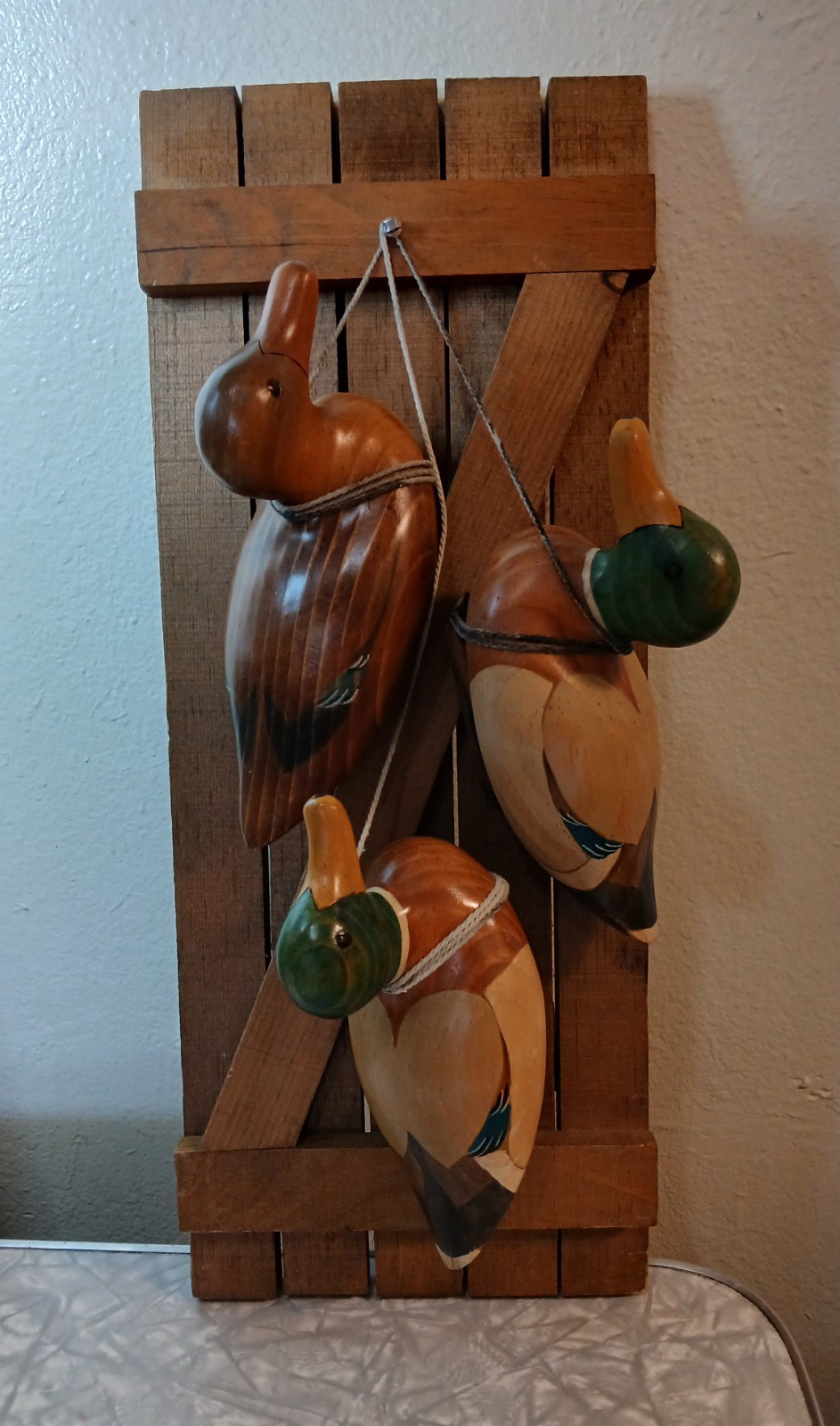 Riverbend Carvers “Hanging Duck Decoys on Cabin Door” Folk Art