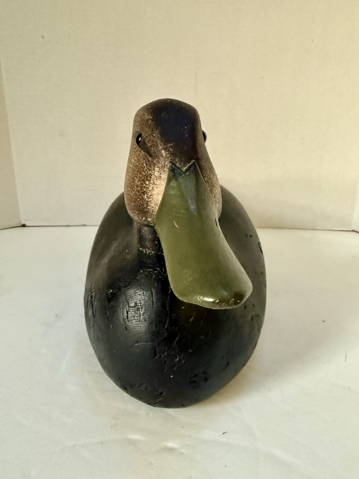 Black Duck Decoy – Joe Lincoln Style, Glass Eyes, Turned Head, Repaint, Unsigned